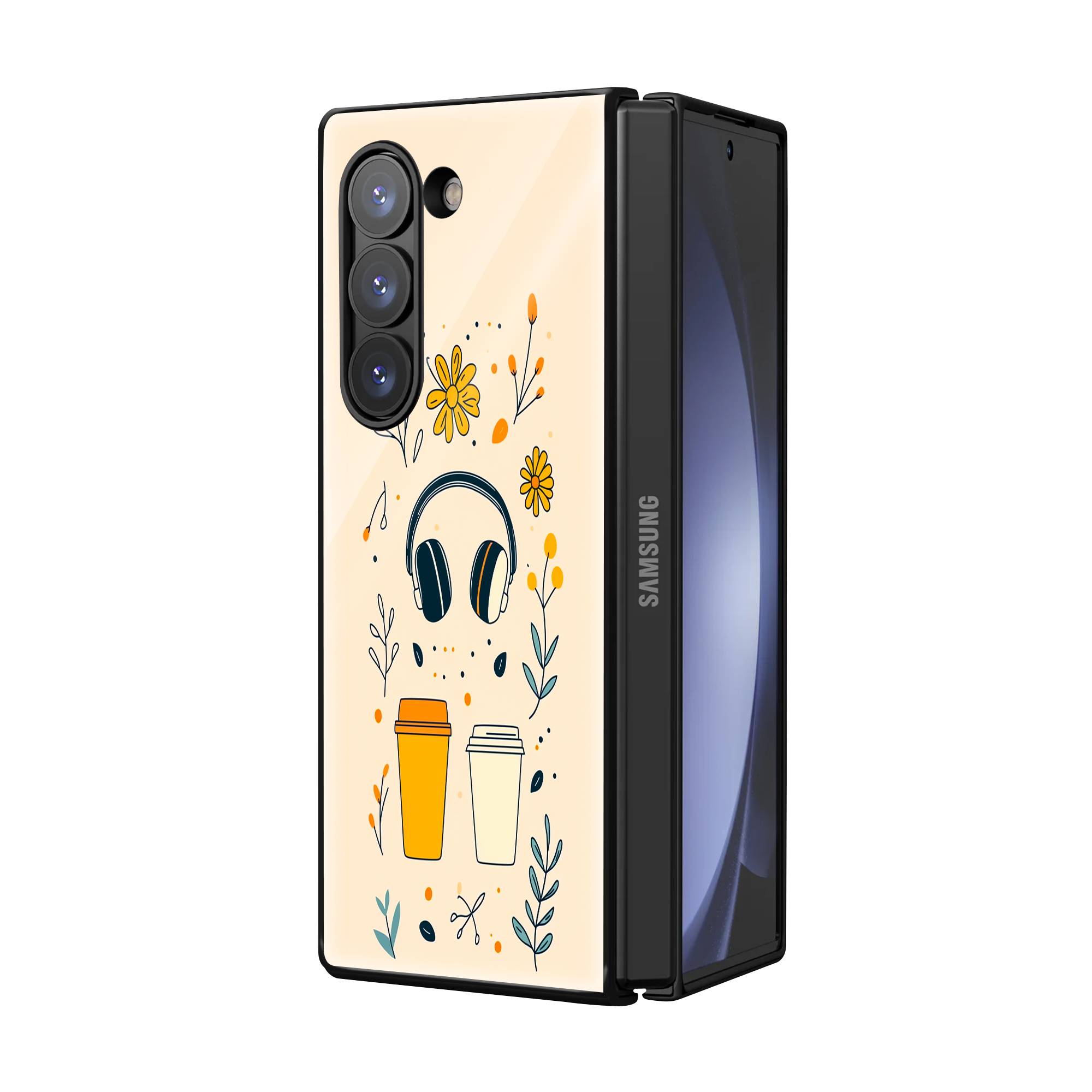 Coffee & Tunes Samsung Z Fold Glass Case image 1