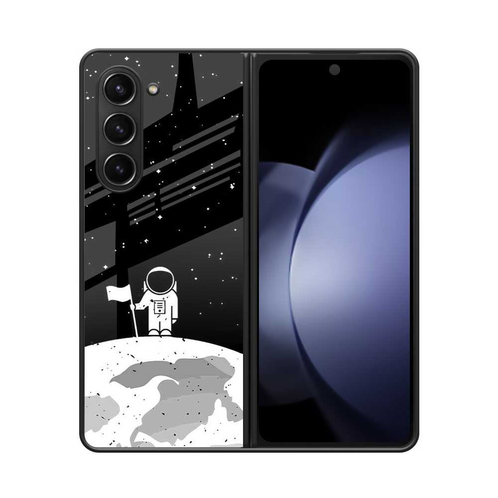 Astronaut On Moon Samsung Z Fold 5 Glass Case image 0