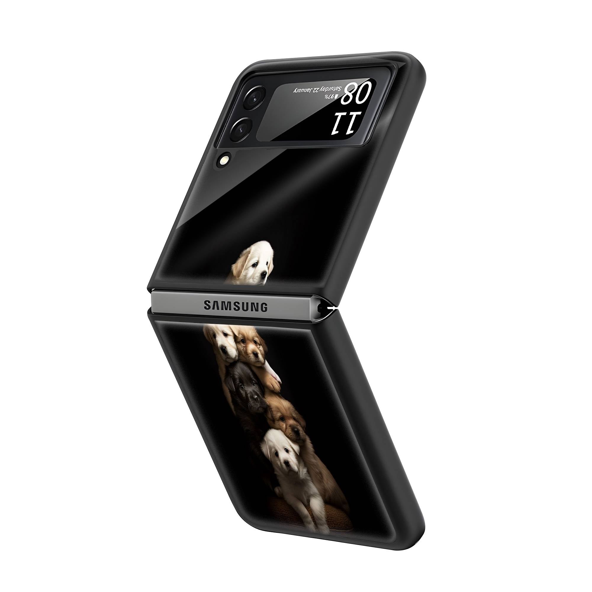 Cute Puppies Samsung Z Flip Glass Case image 1