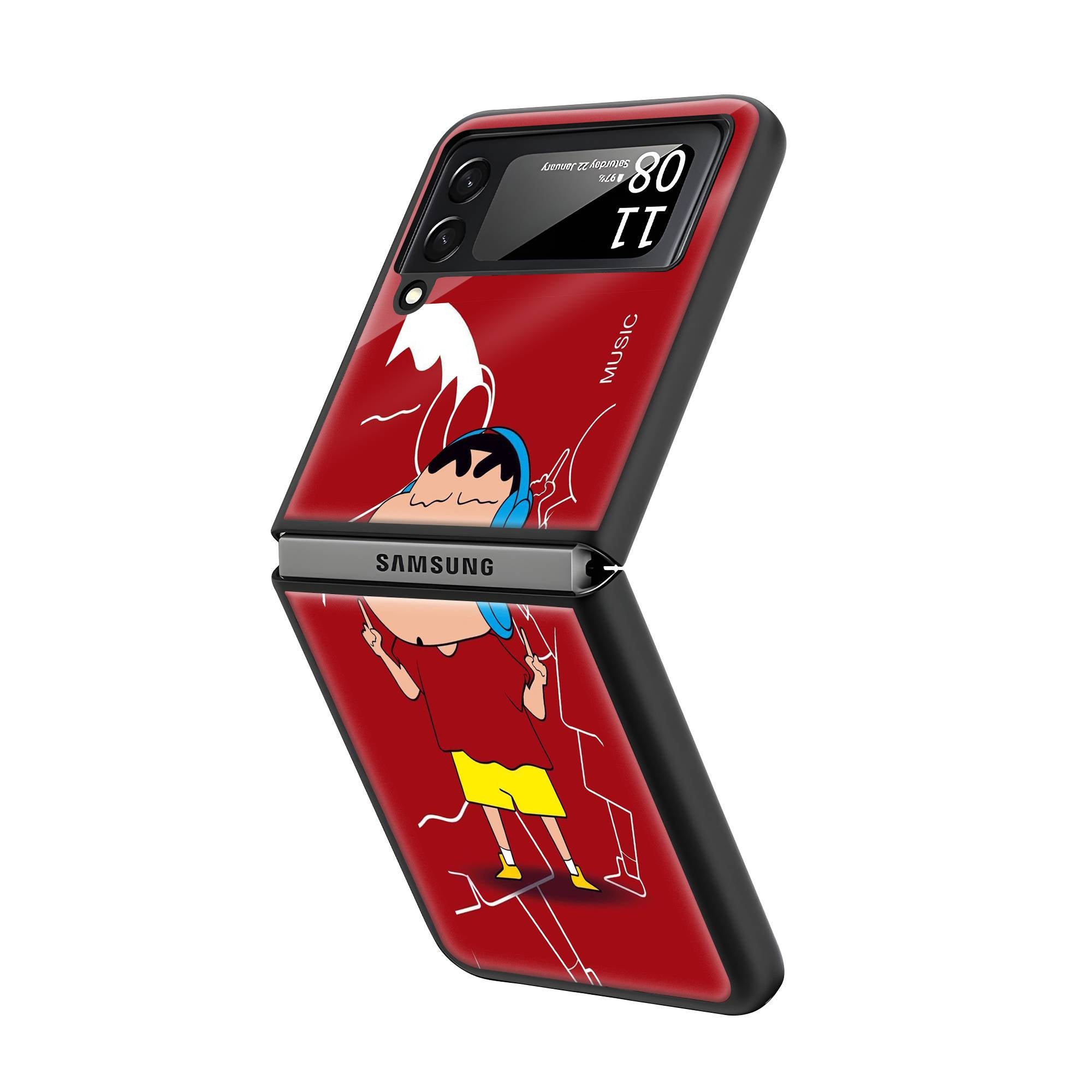 Shinchan's Jam Samsung Z Flip Glass Case image 1