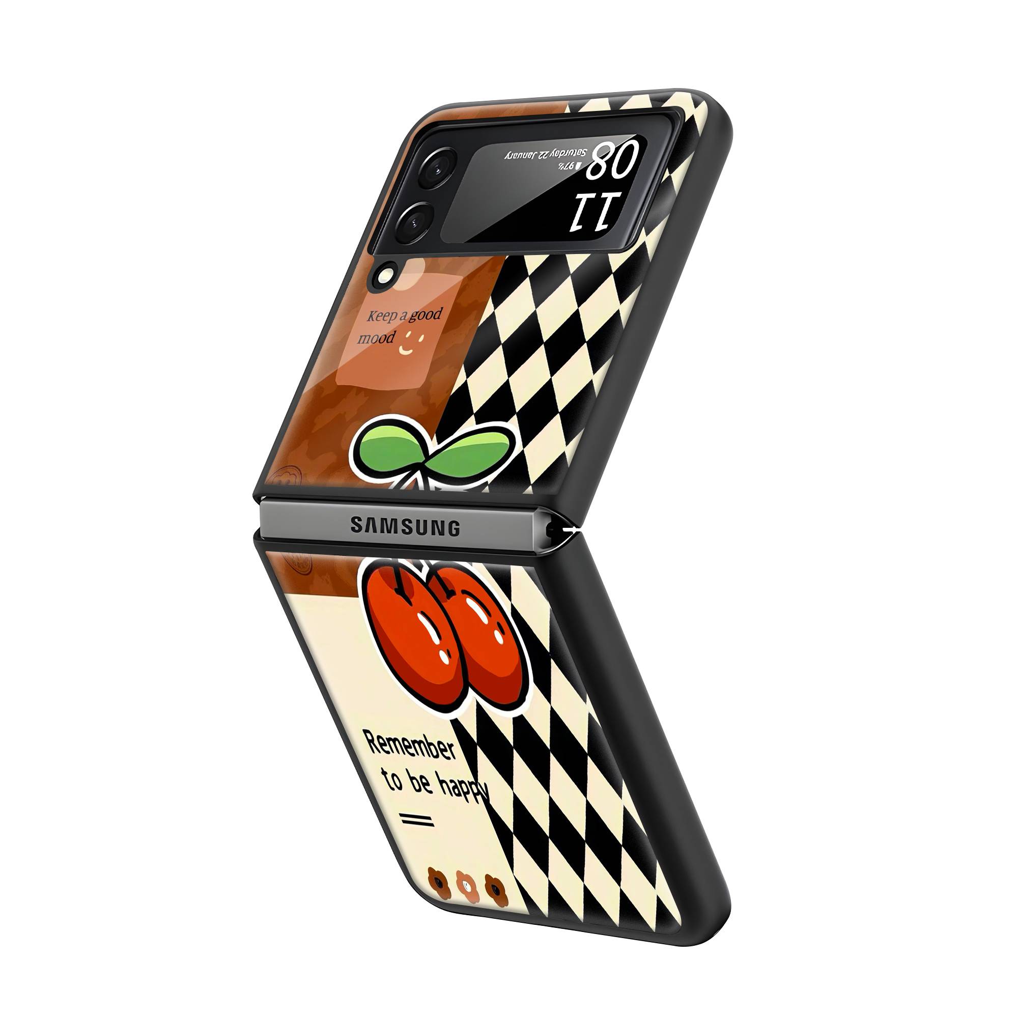 Cherry Checkers Samsung Z Flip Glass Case image 1