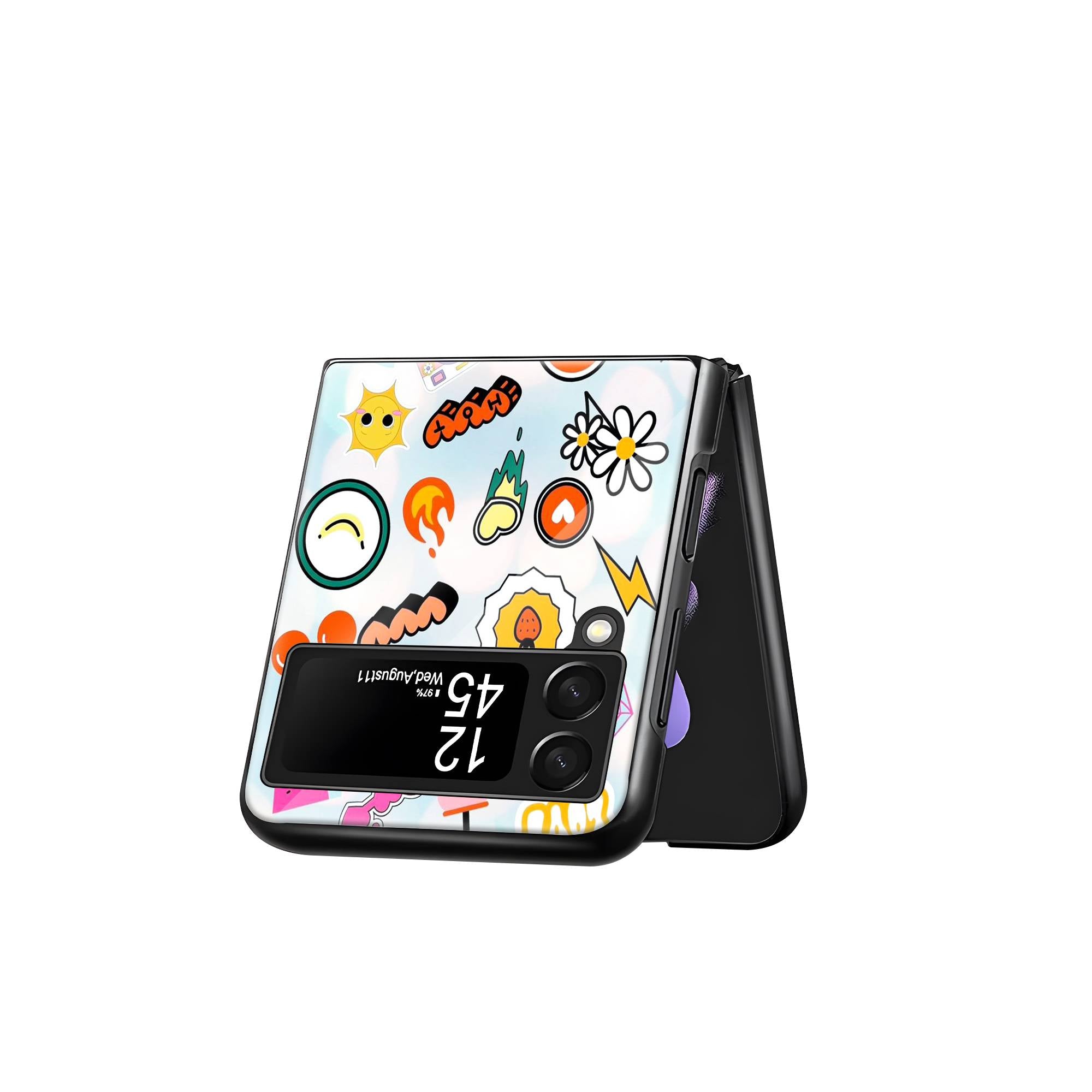 Sticker Art Samsung Z Flip Glass Case image 2