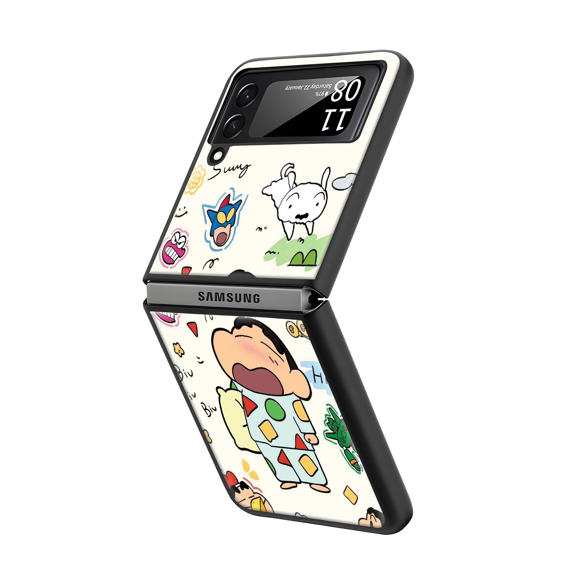 Shinchan Crayon Samsung Z Flip Glass Case image 1