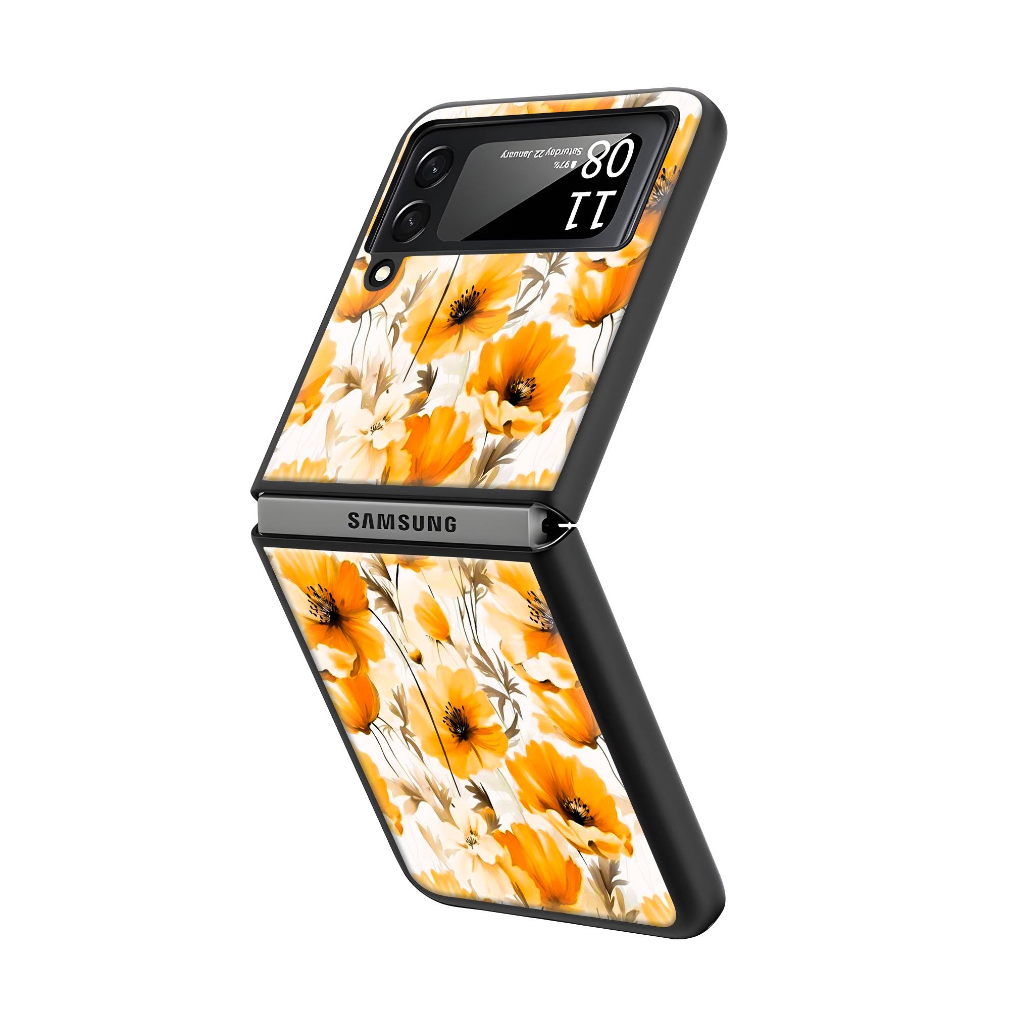 Cosmos Flowers Samsung Z Flip Glass Case image 1