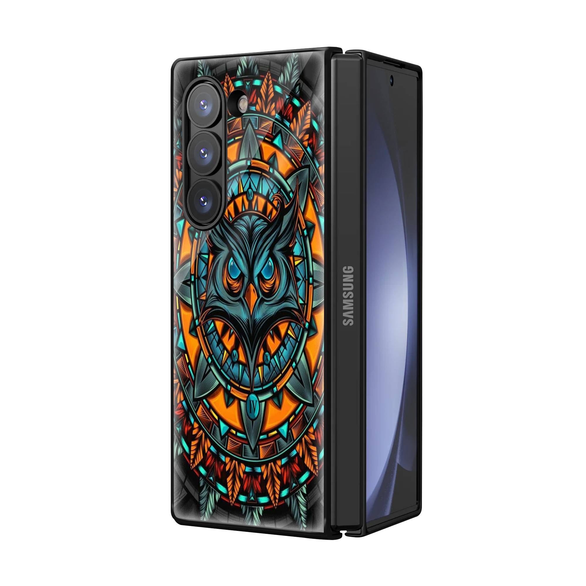 Retro Owl Samsung Z Fold Glass Case image 1