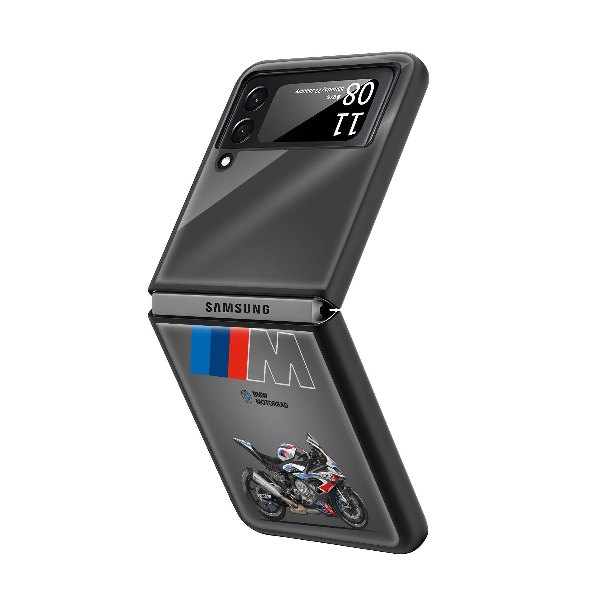 BMW Bike Samsung Z Flip Glass Case image 1