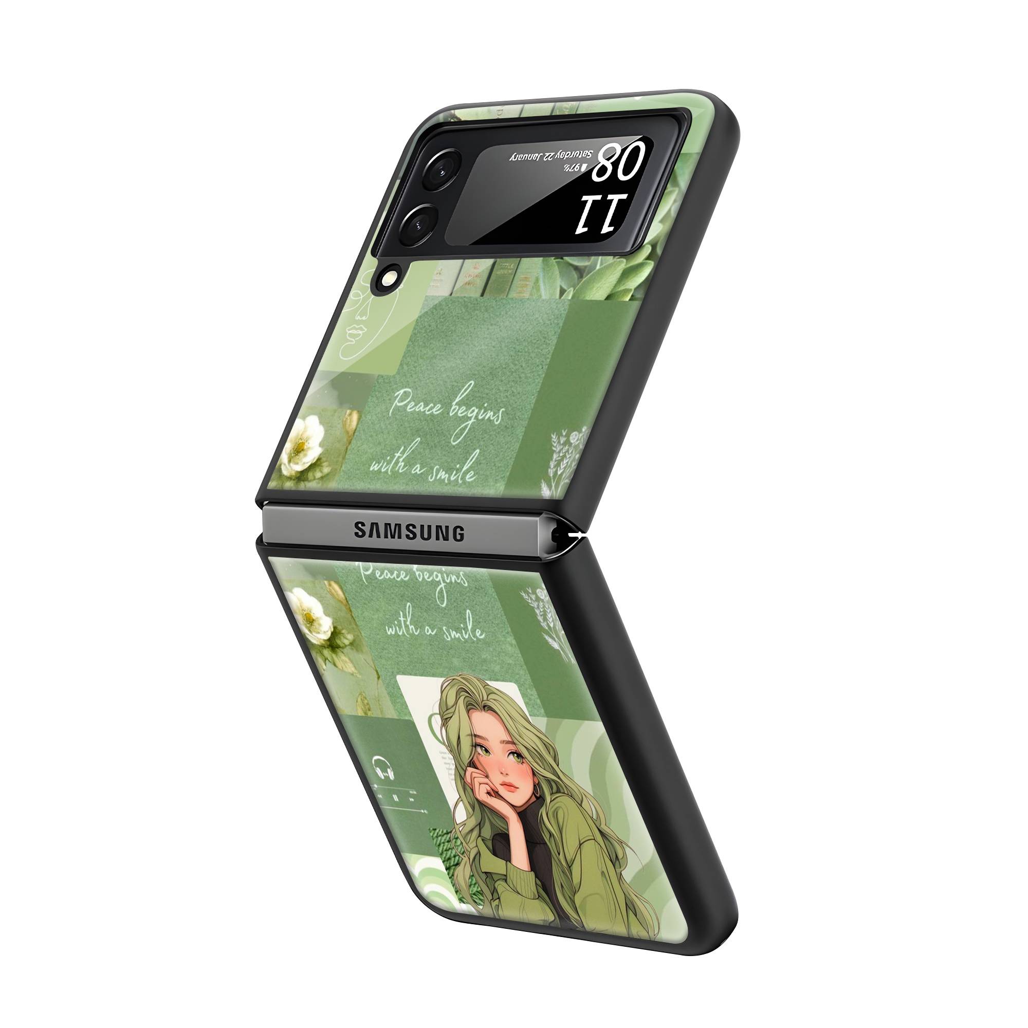 Peace Begins Samsung Z Flip Glass Case image 1