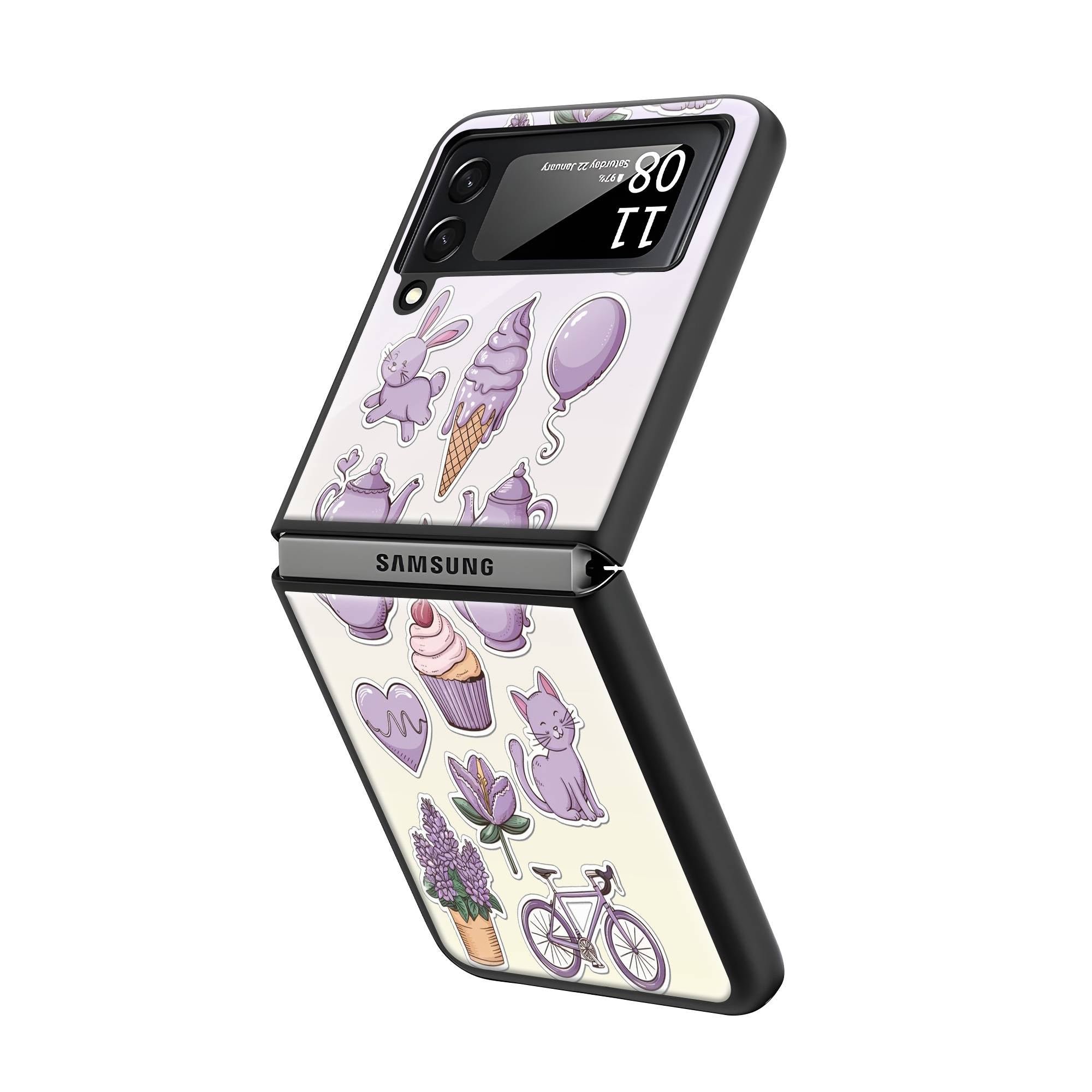 Cupcakes And Cat Samsung Z Flip Glass Case image 1
