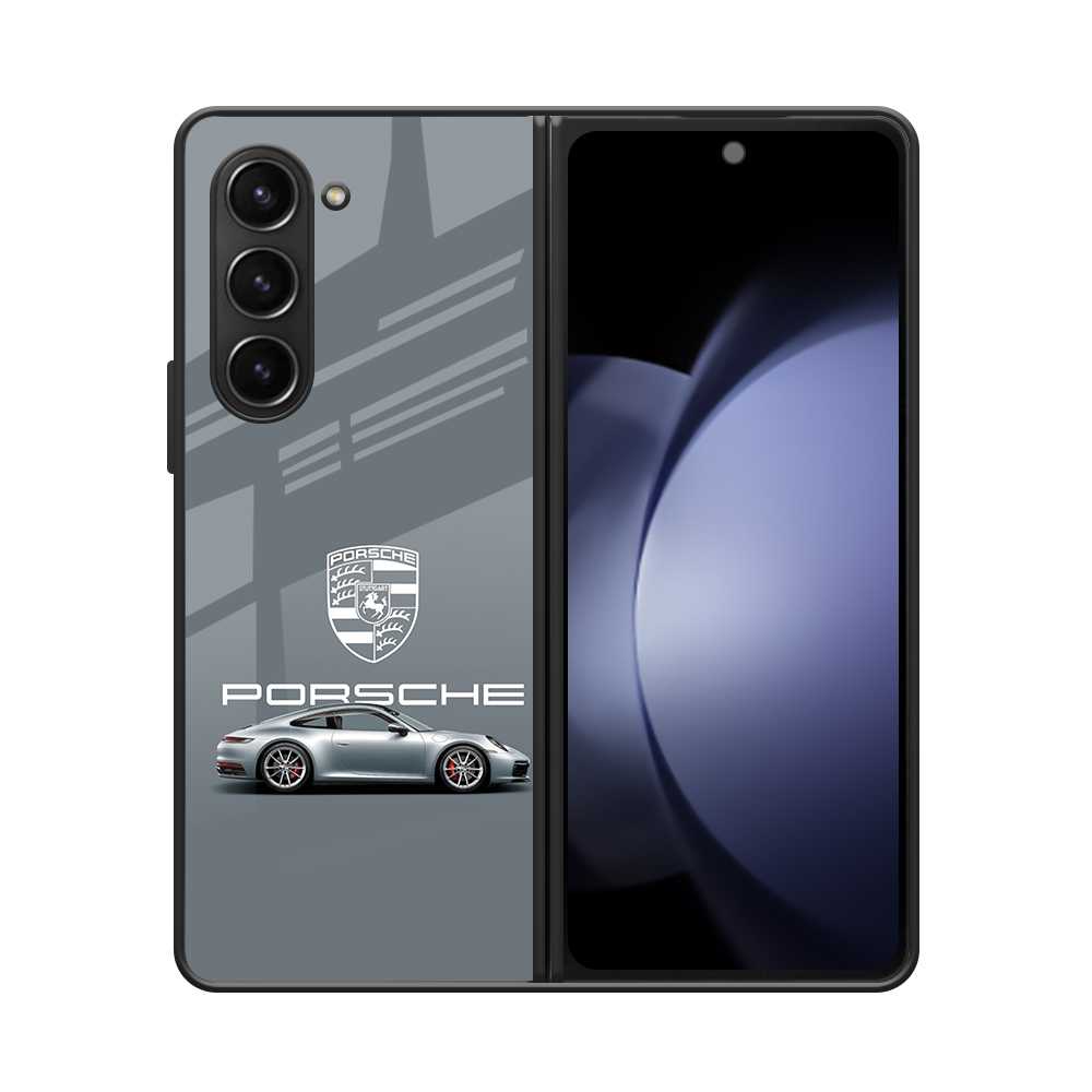 Silver Porsche Samsung Z Fold 5 Glass Case image 0