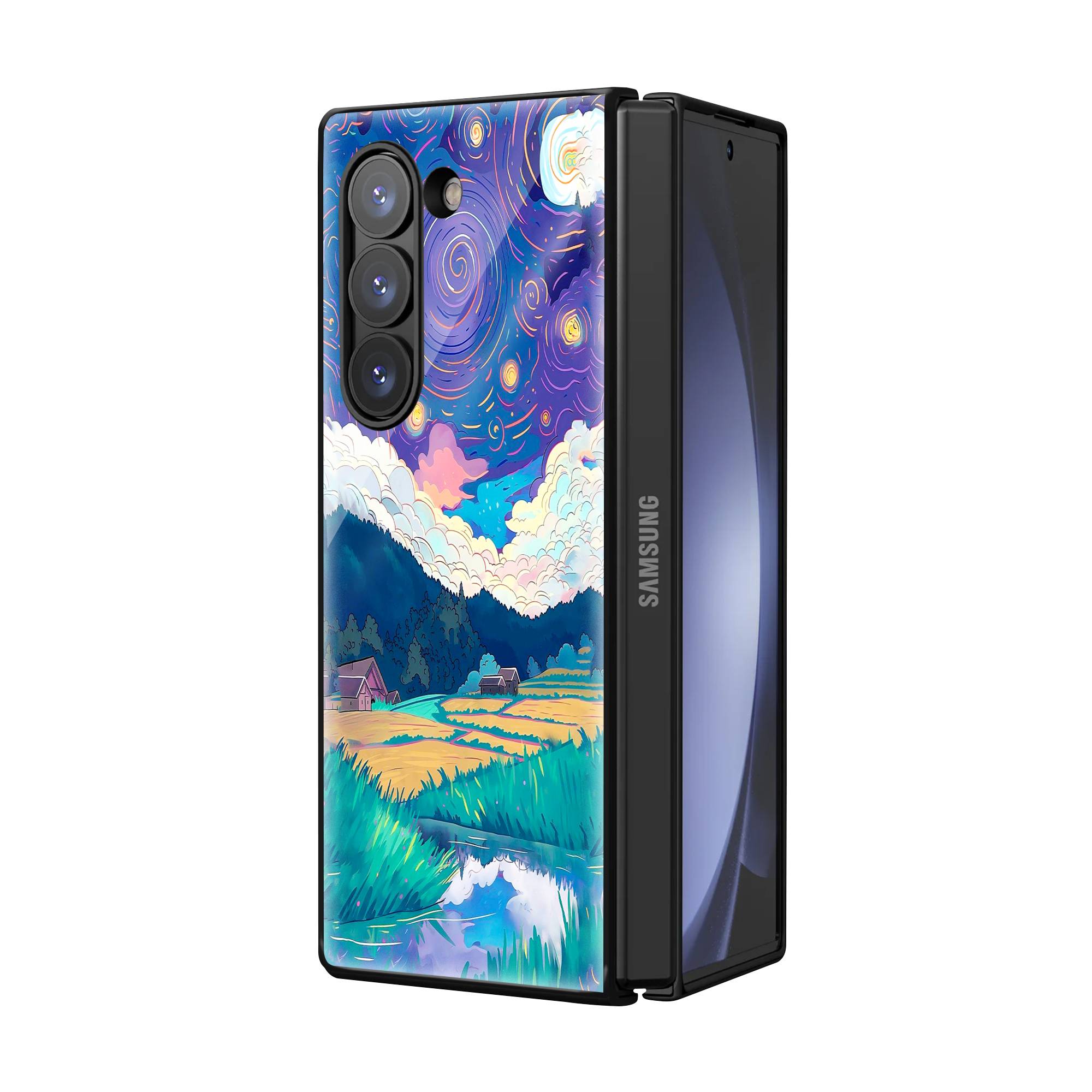 Starry Night Samsung Z Fold Glass Case image 1