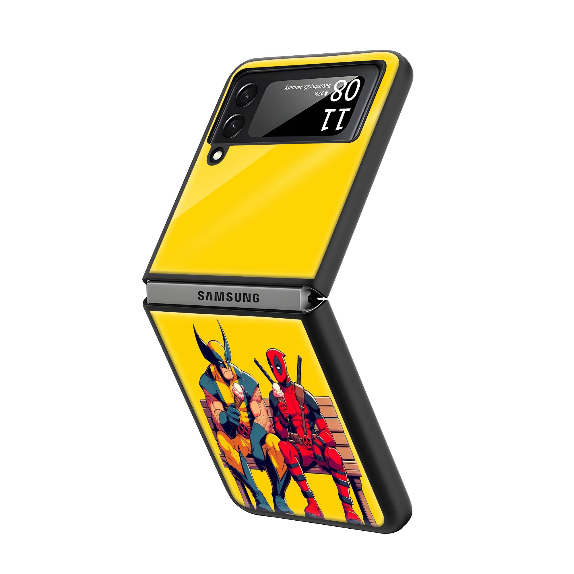 Deadpool Cartoon Samsung Z Flip Glass Case image 1