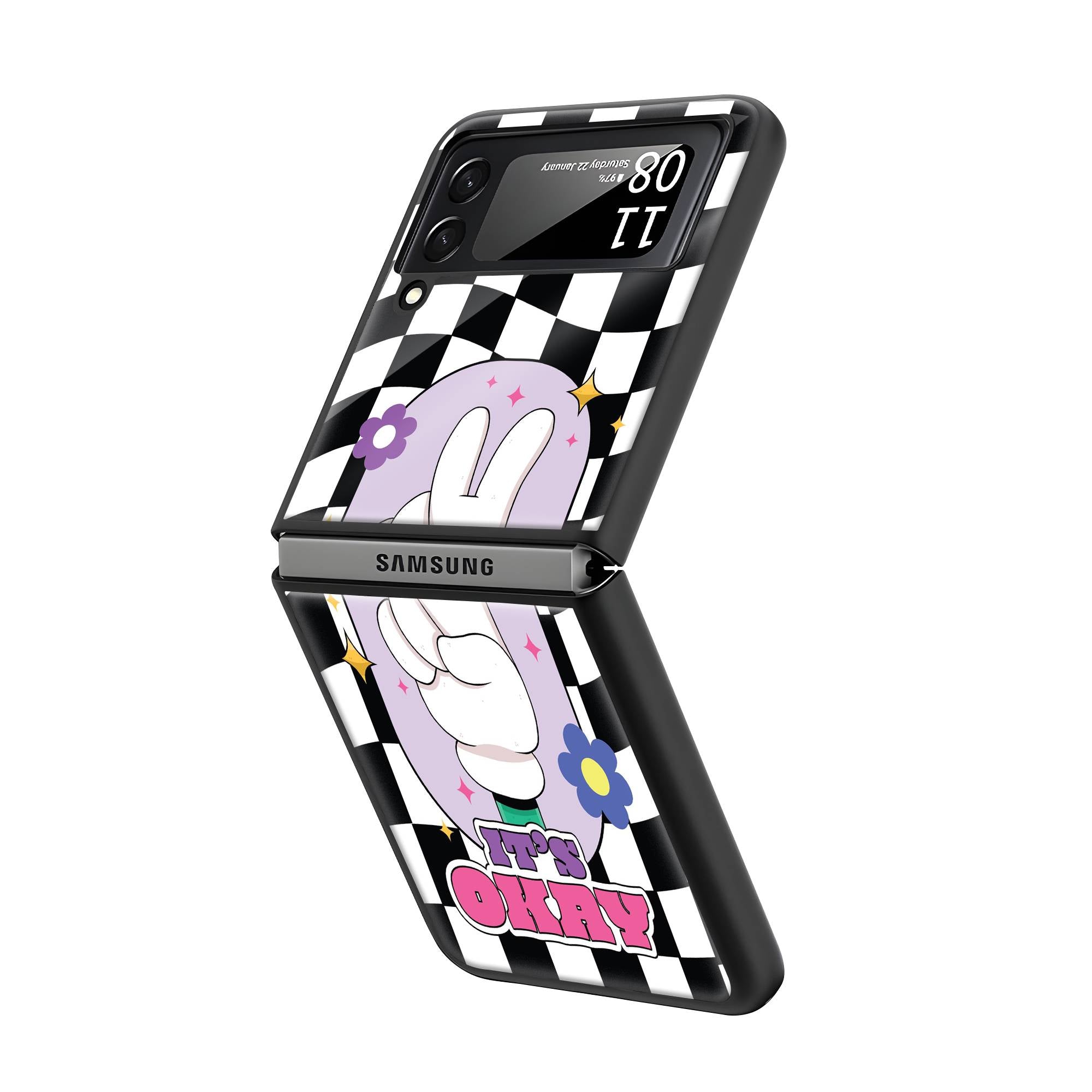 Checkerboard Samsung Z Flip Glass Case image 1