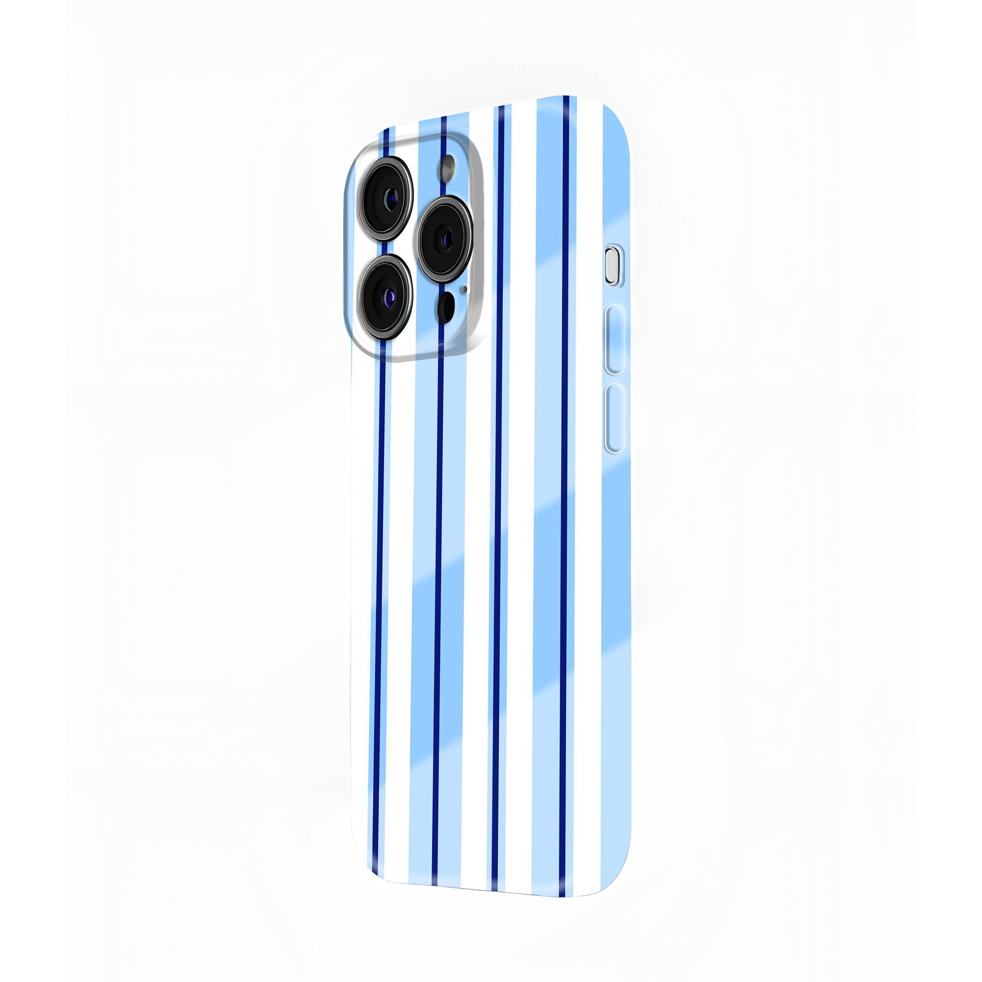Blue Linen Stripes Glossy Hard Case