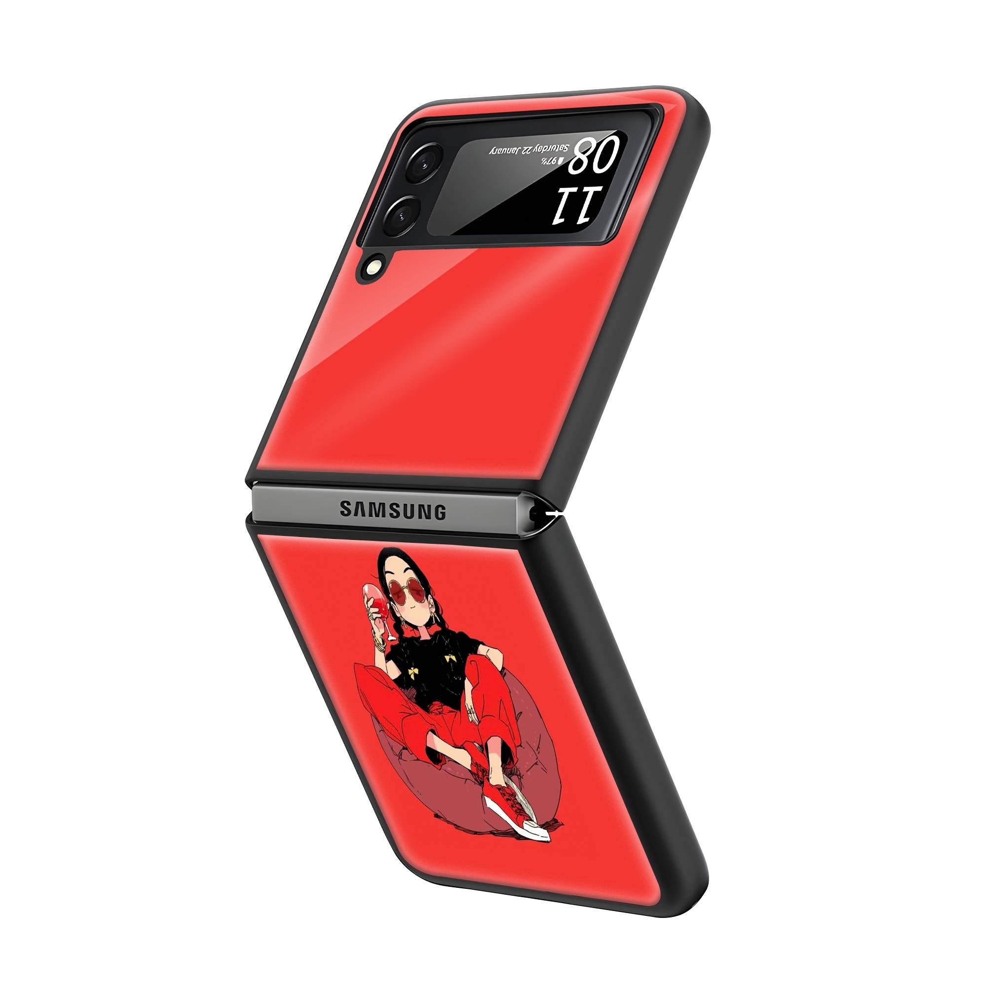 Berry Blissful Samsung Z Flip Glass Case image 1