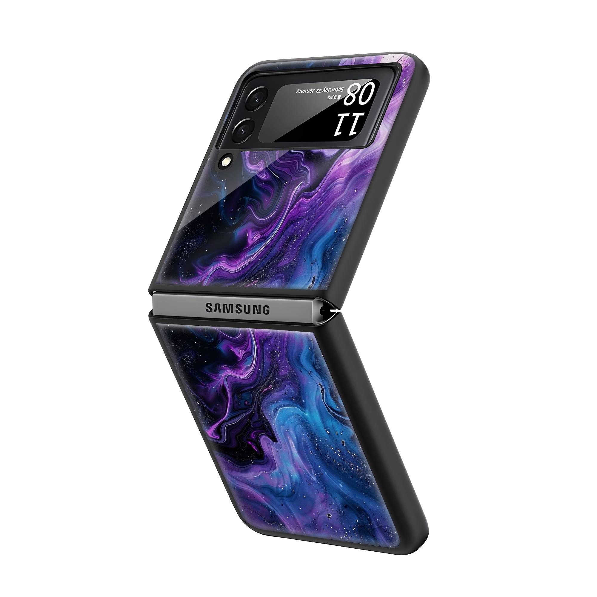 Color Strom Pattern Samsung Z Flip Glass Case image 1