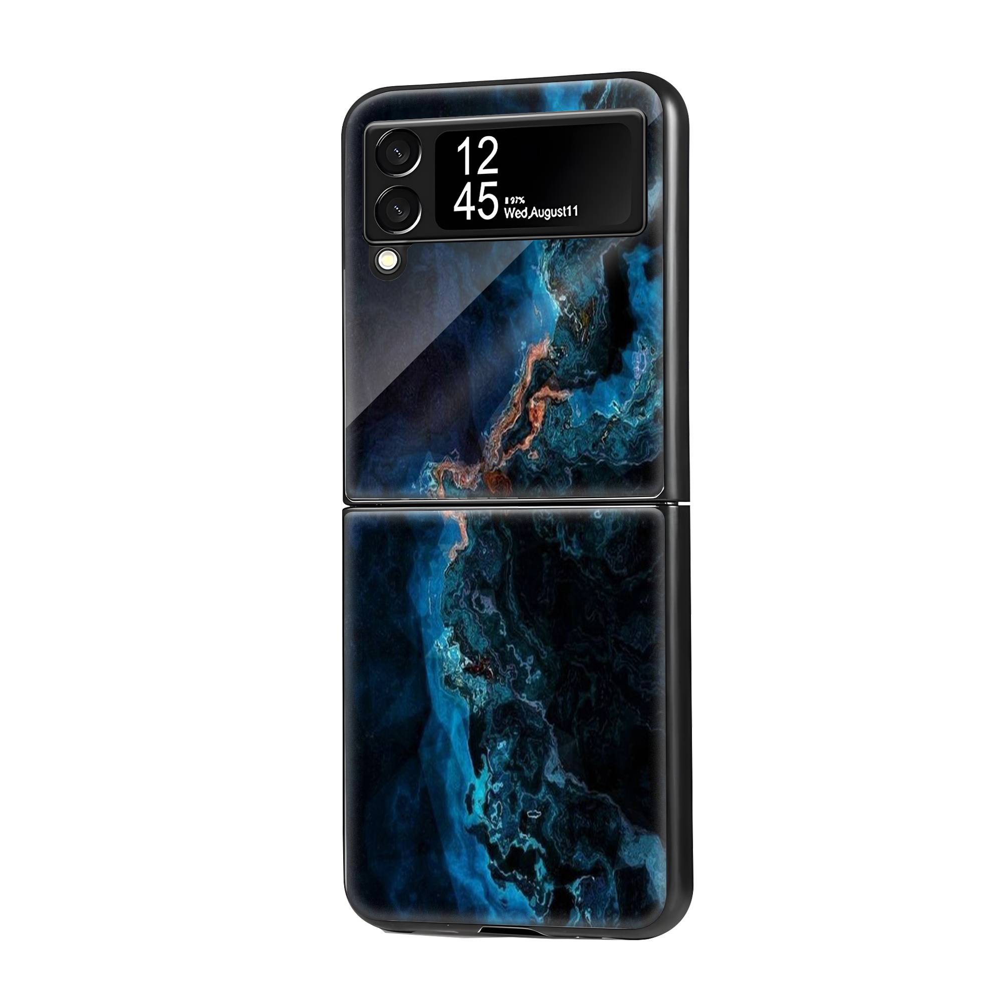 Glossy Marble Samsung Z Flip Glass Case image 0