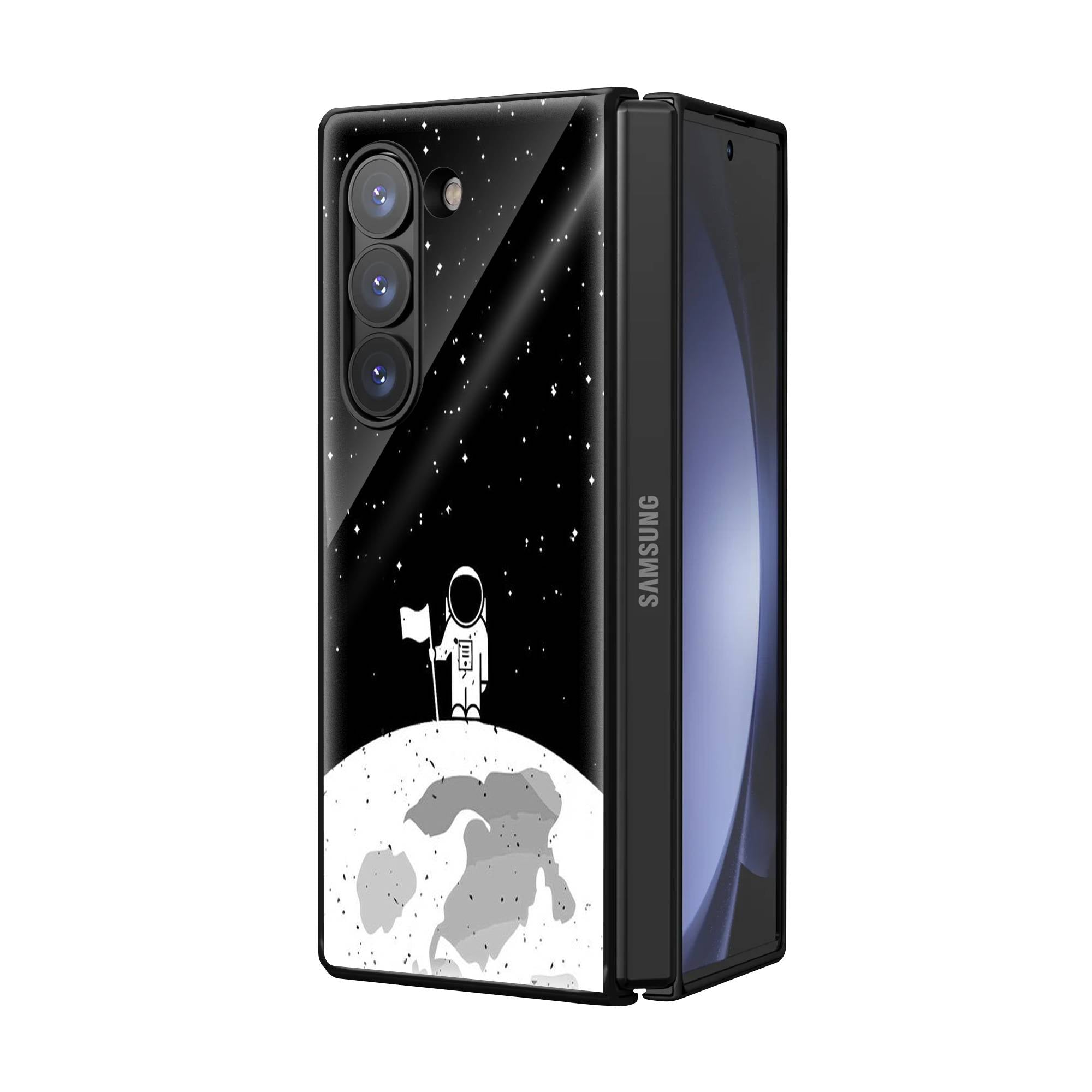 Astronaut on Moon Samsung Z Fold Glass Case image 1
