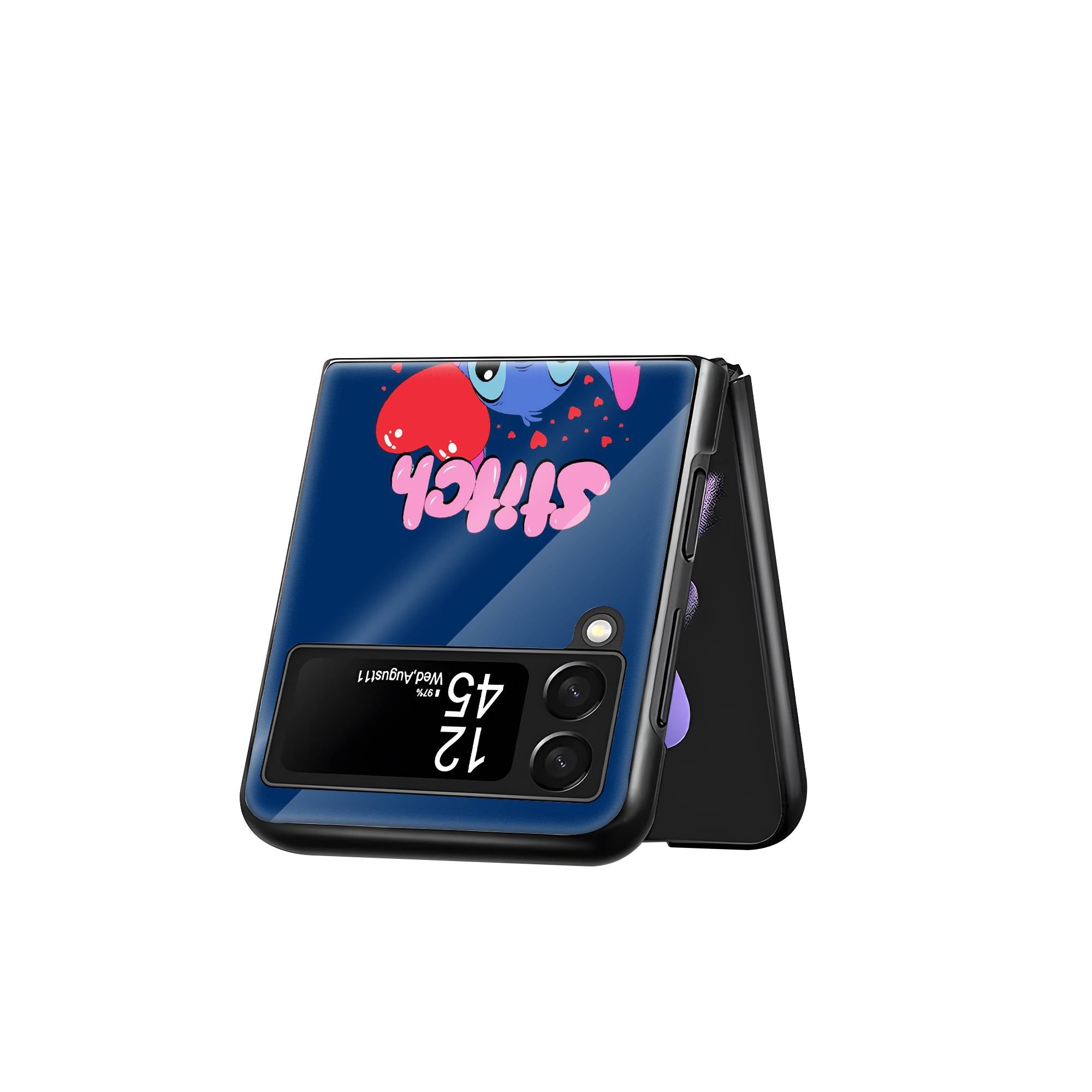 Stitch Valentine Samsung Z Flip Glass Case image 2