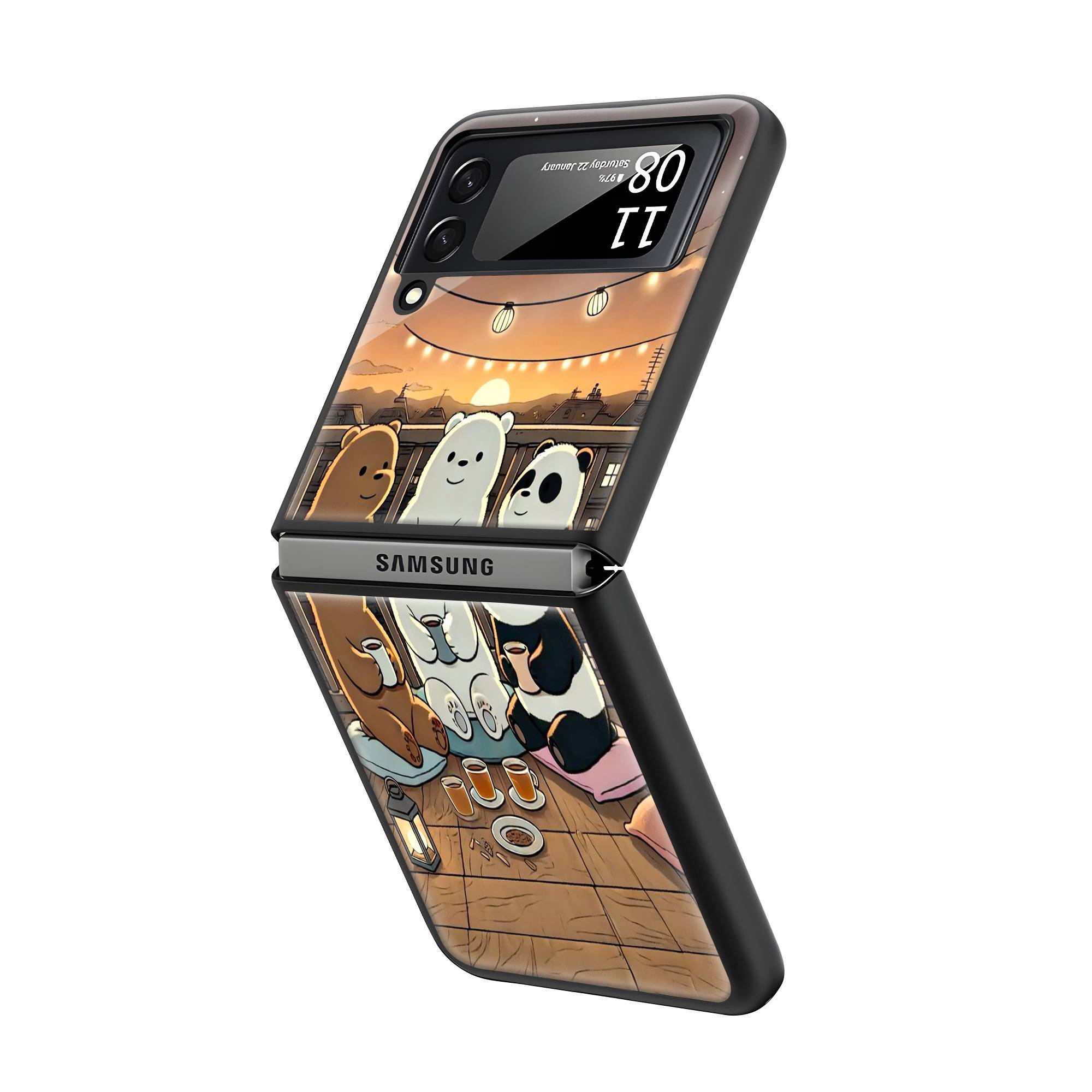 We Bare Bears Samsung Z Flip Glass Case image 1
