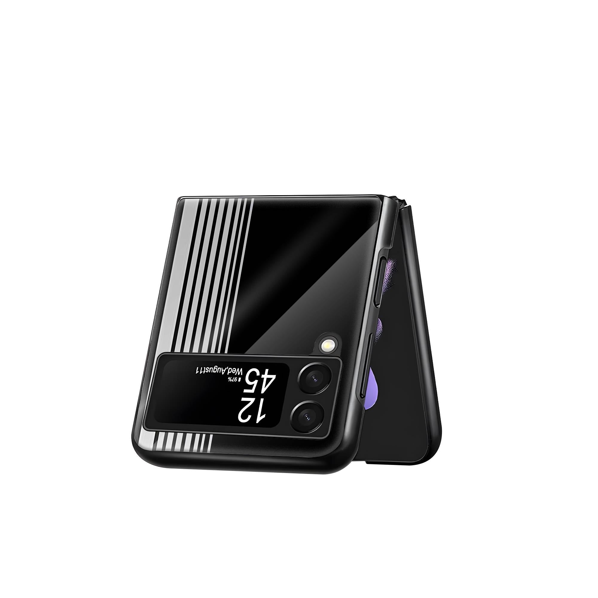 Black Porsche Samsung Z Flip Glass Case image 2