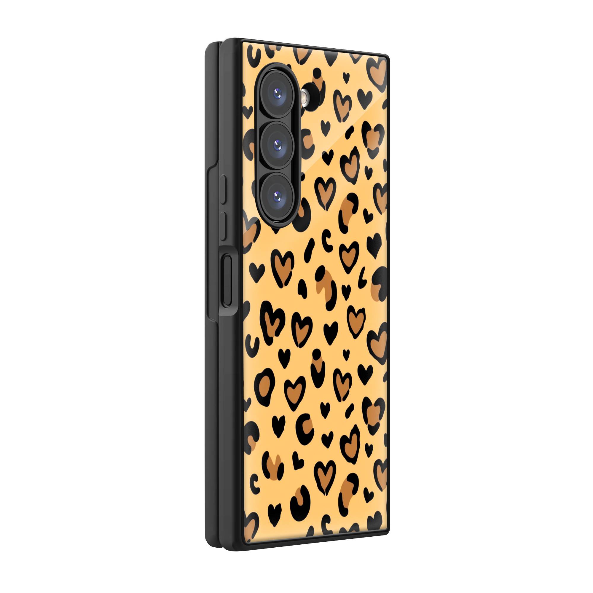 Leopard Hearts Samsung Z Fold Glass Case image 0