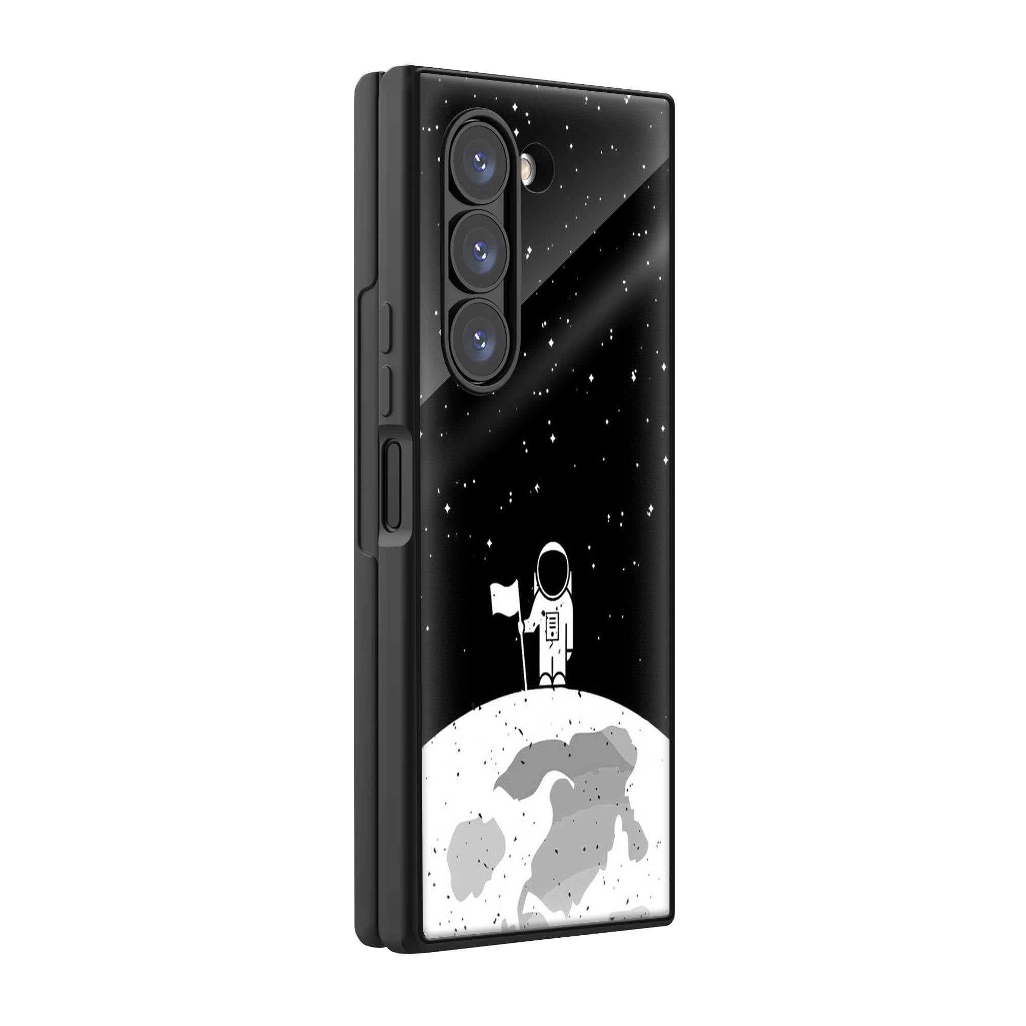 Astronaut on Moon Samsung Z Fold Glass Case image 0