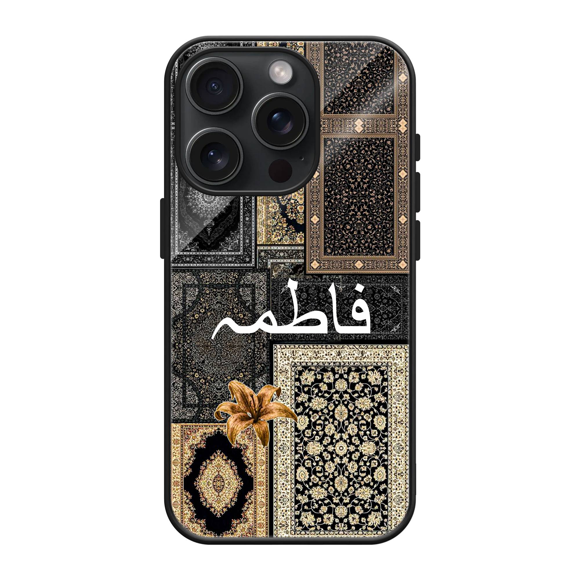 Black Persian Carpet Glass Name Case image 0
