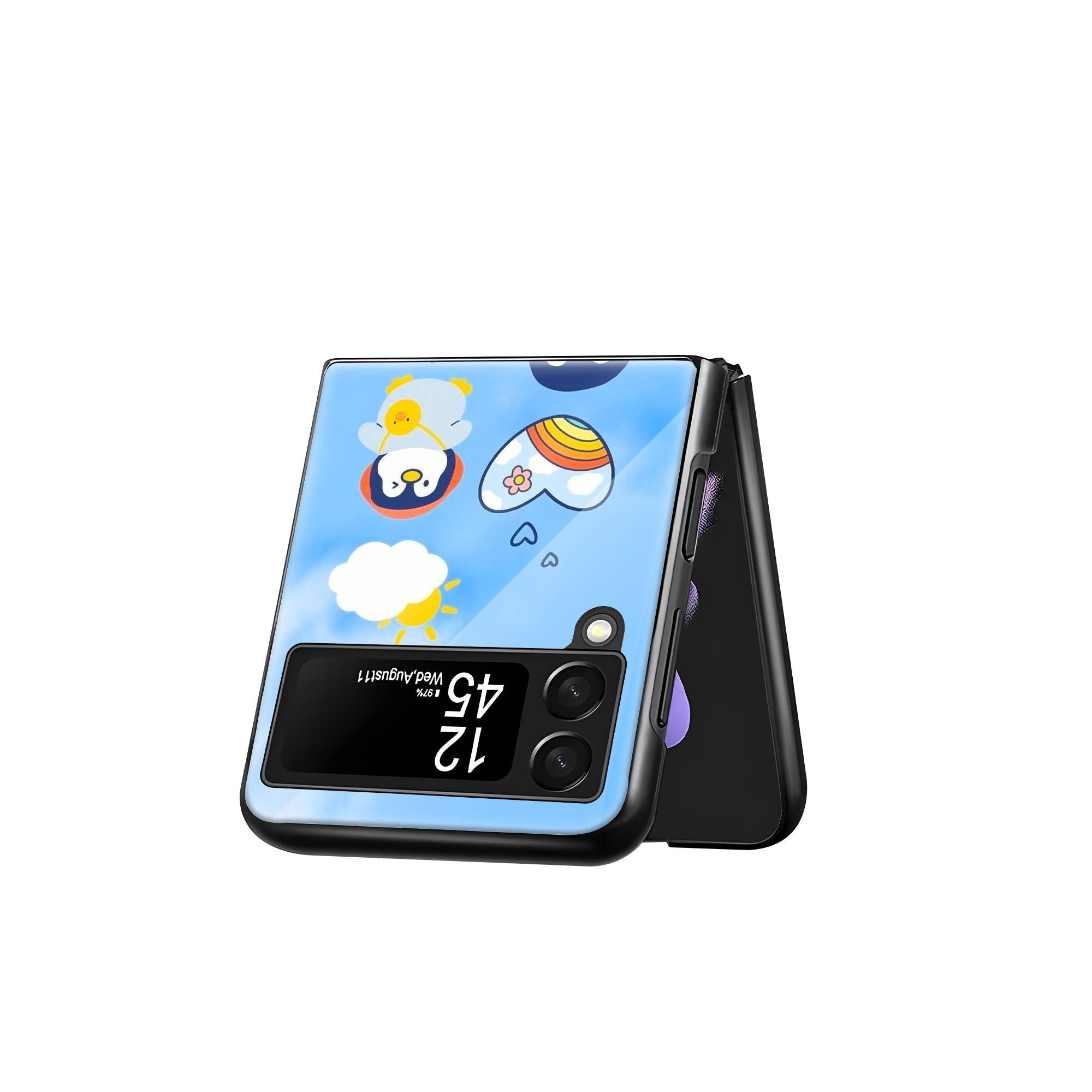 Cartoon Penguin Samsung Z Flip Glass Case image 2