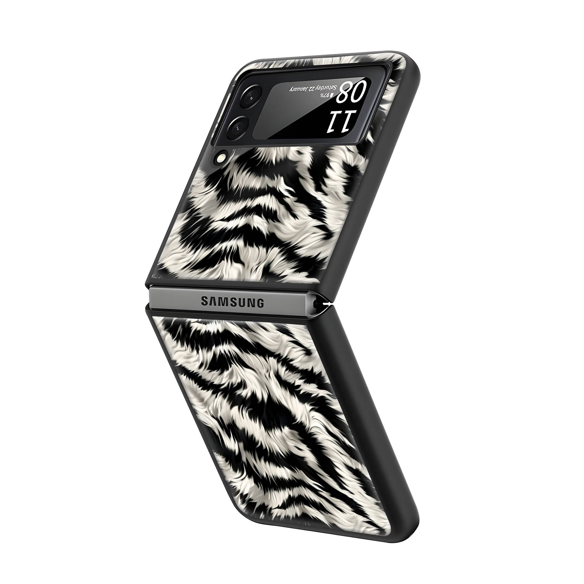Zebra Fur Samsung Z Flip Glass Case image 1