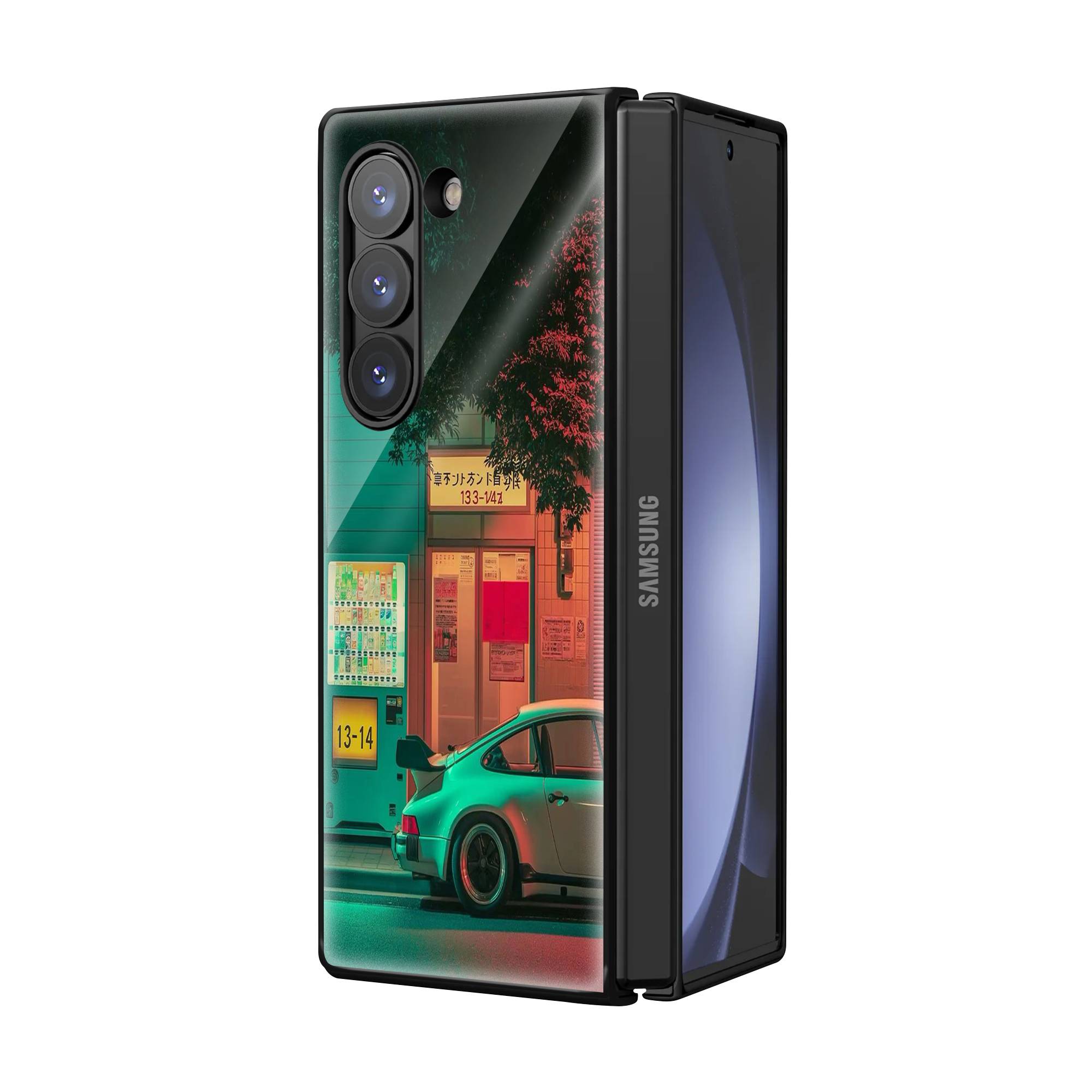 Retro Tokyo Samsung Z Fold Glass Case image 1