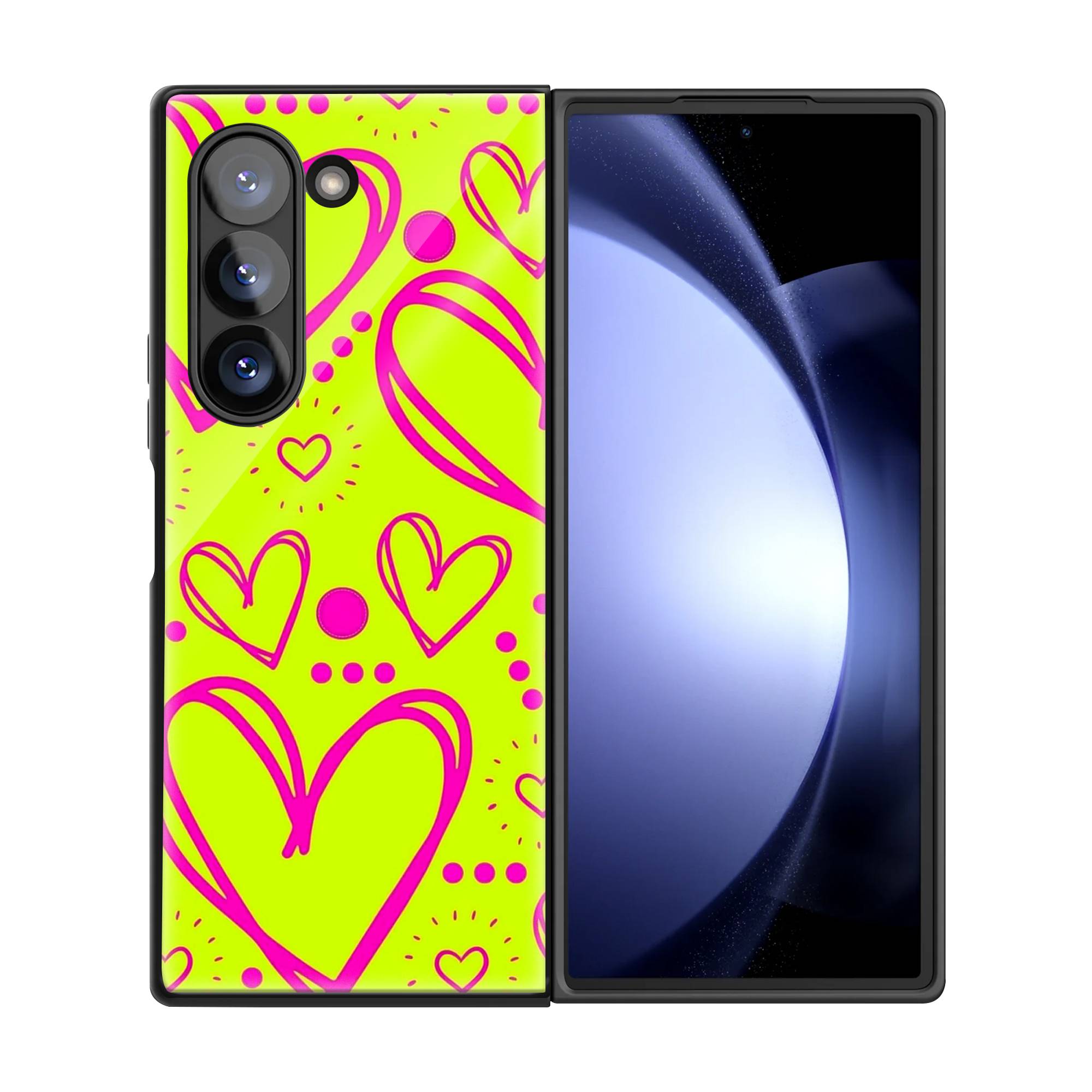 Neon Heart Samsung Z Fold Glass Case image 2