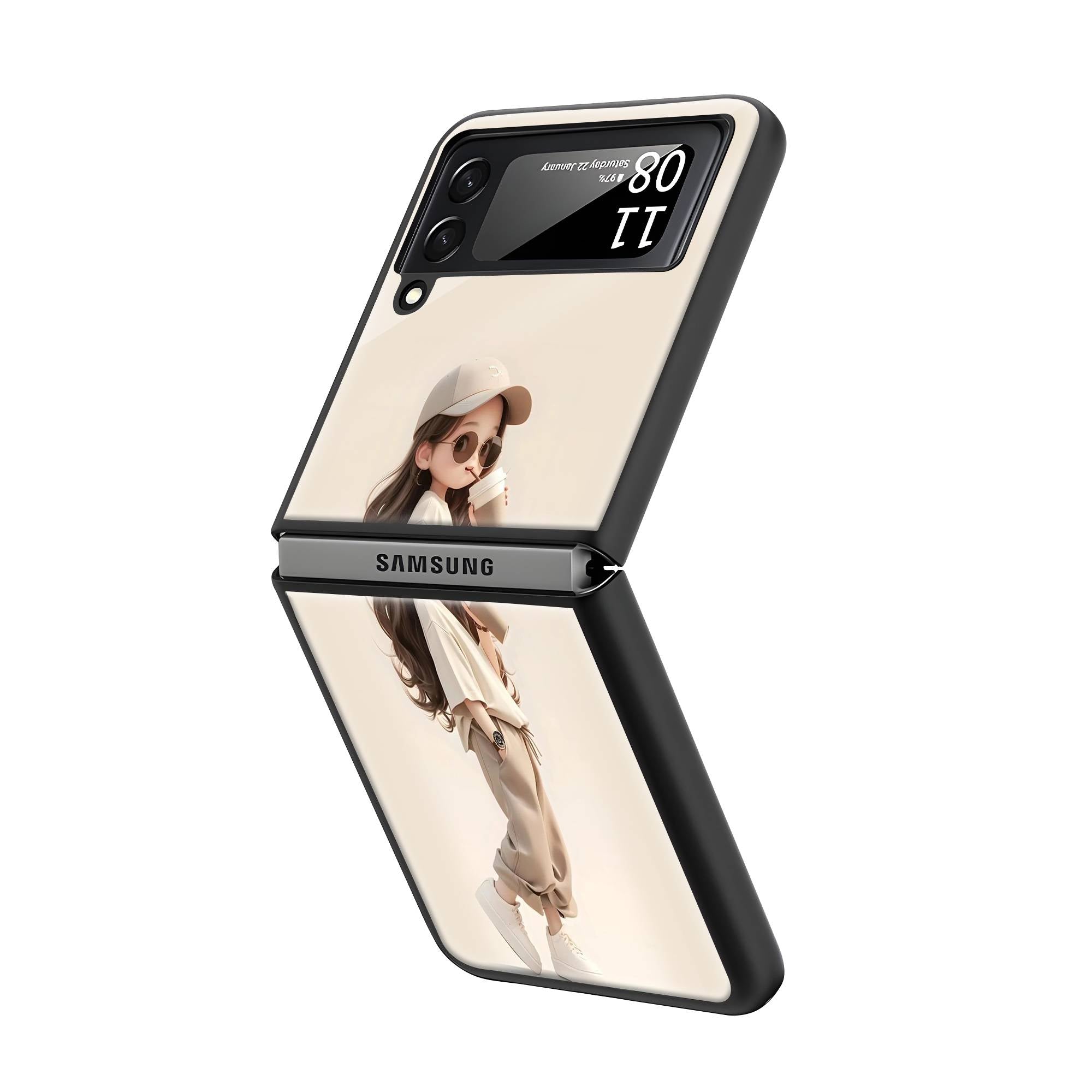 Tik Tok Girl Samsung Z Flip Glass Case image 1