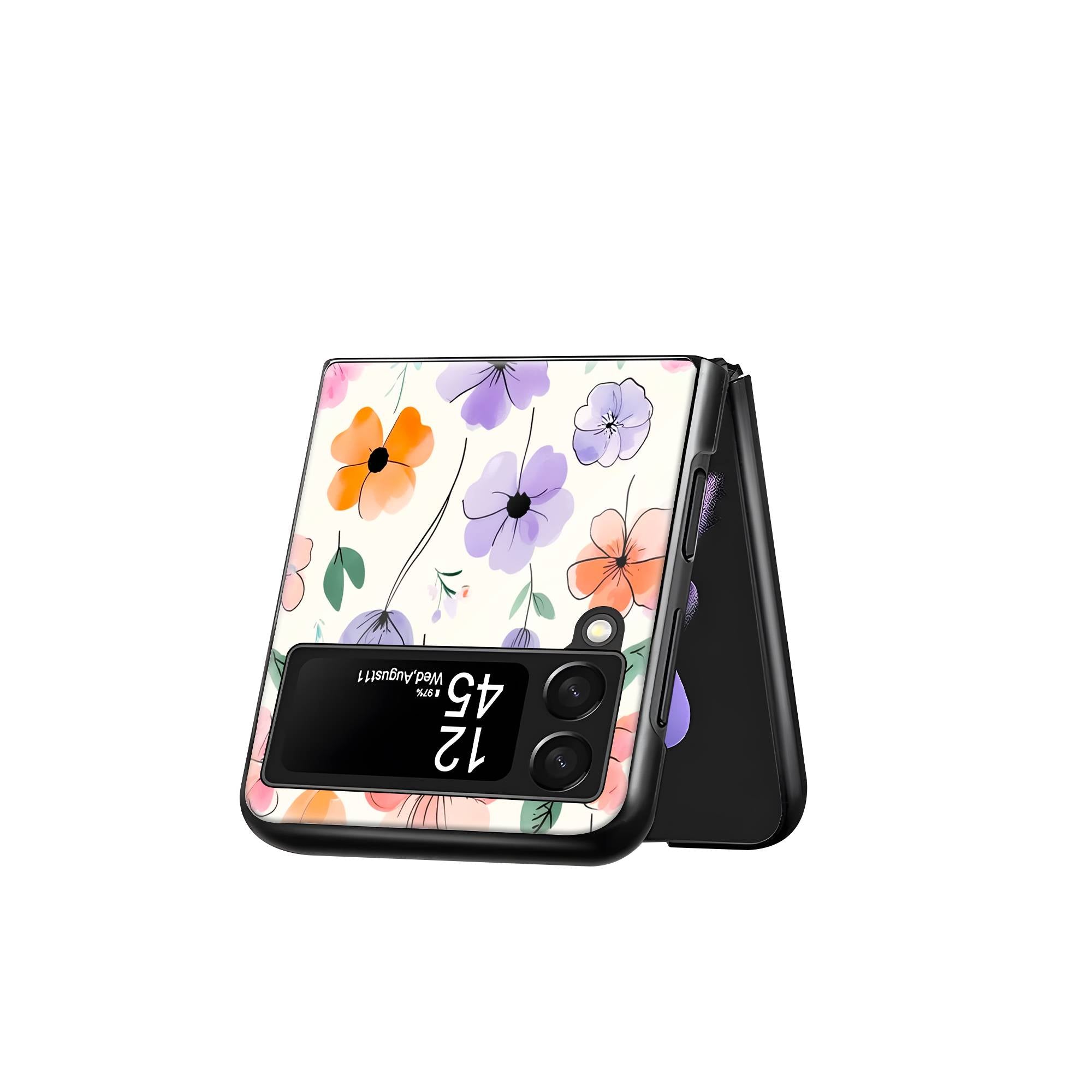 Watercolor Florals Samsung Z Flip Glass Case image 2