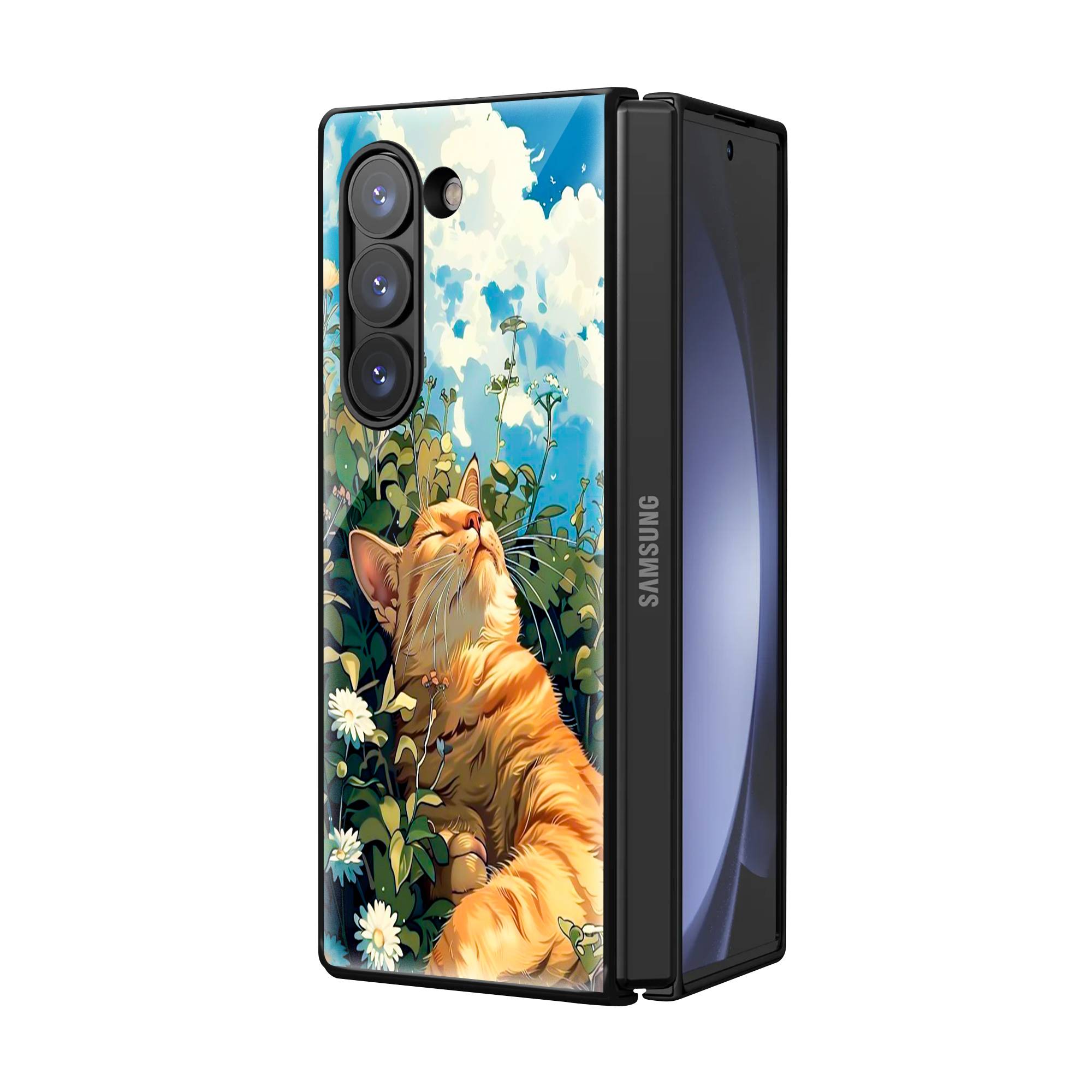 Garfield Sleeping Samsung Z Fold Glass Case image 1
