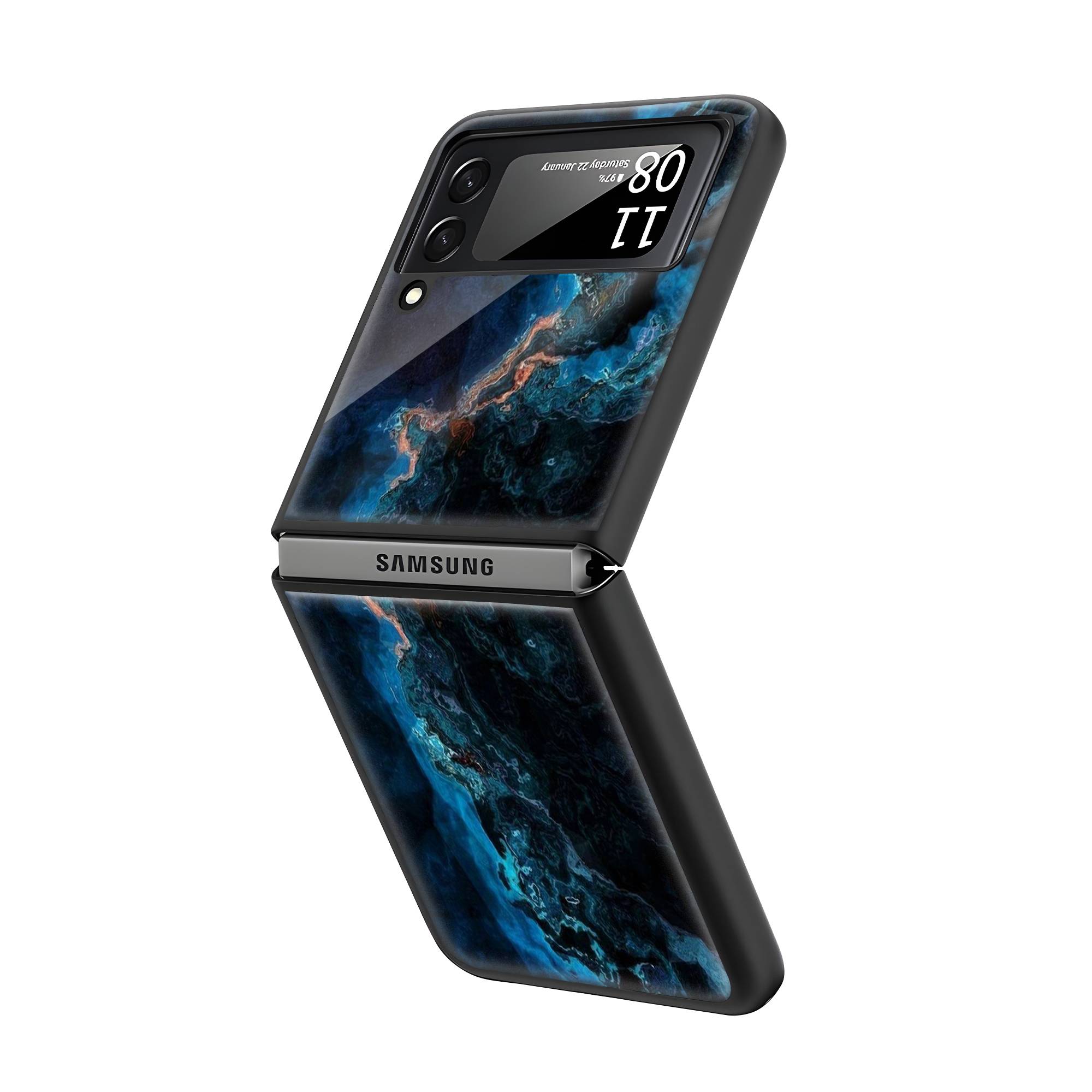 Glossy Marble Samsung Z Flip Glass Case image 1