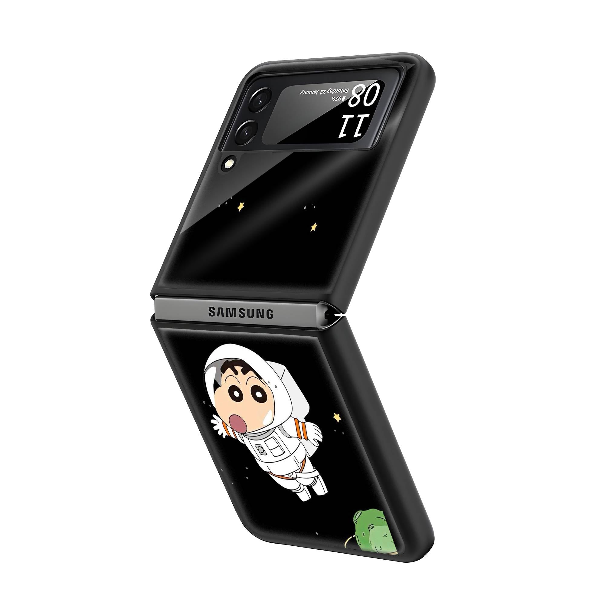 Cute Space Boy Samsung Z Flip Glass Case image 1