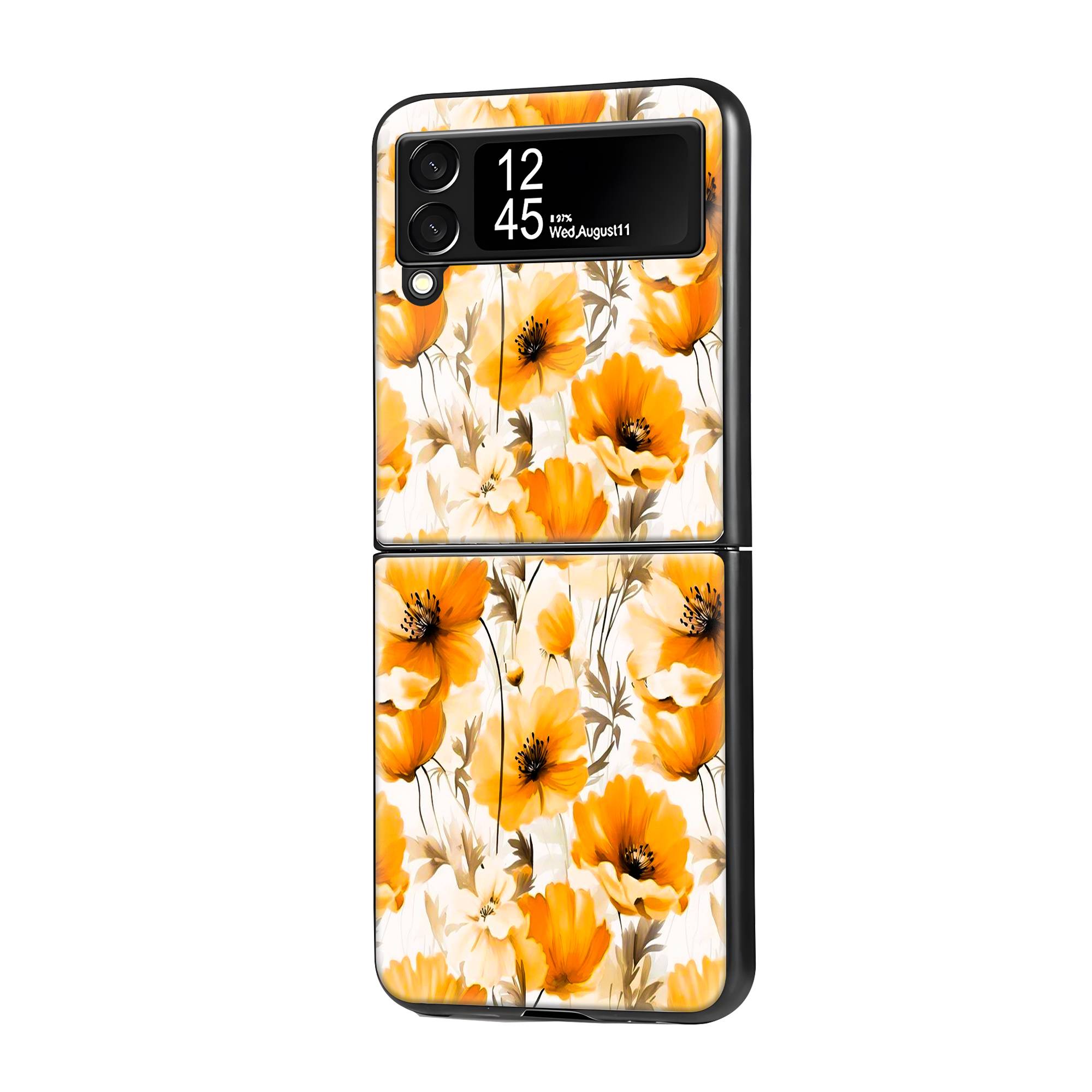 Cosmos Flowers Samsung Z Flip Glass Case image 0