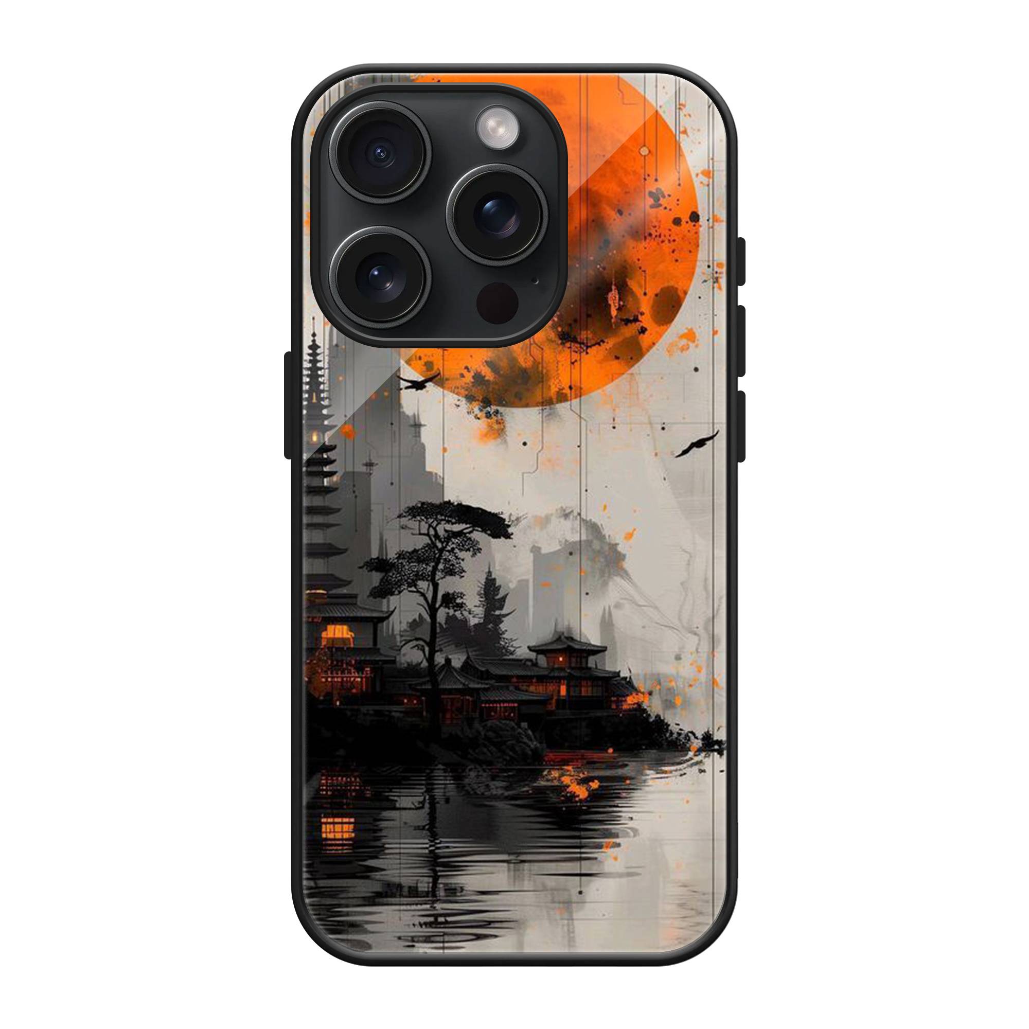 Orange Moon Glass Case image 0