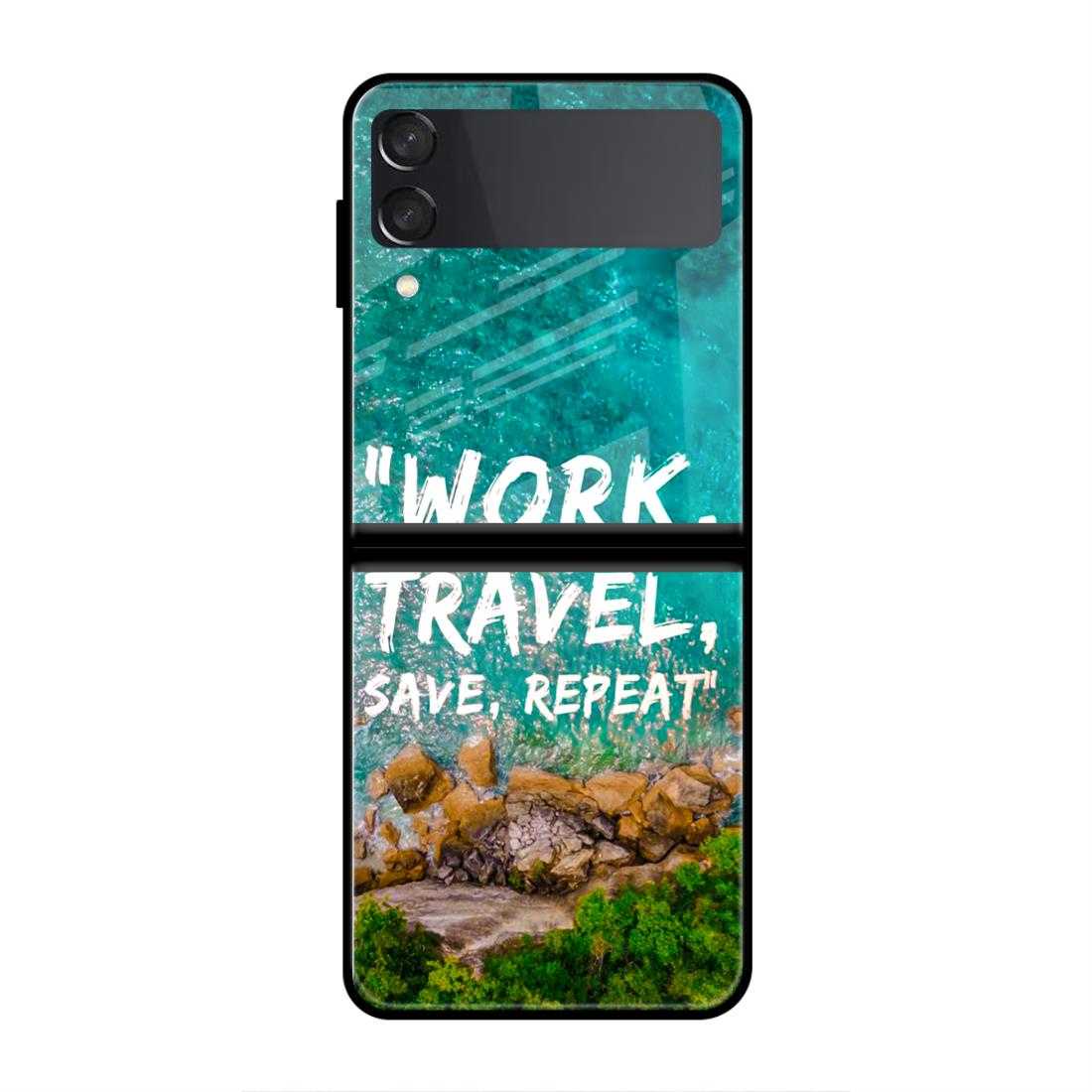 Work Travel Samsung Z Flip 3 Glass Case image 0