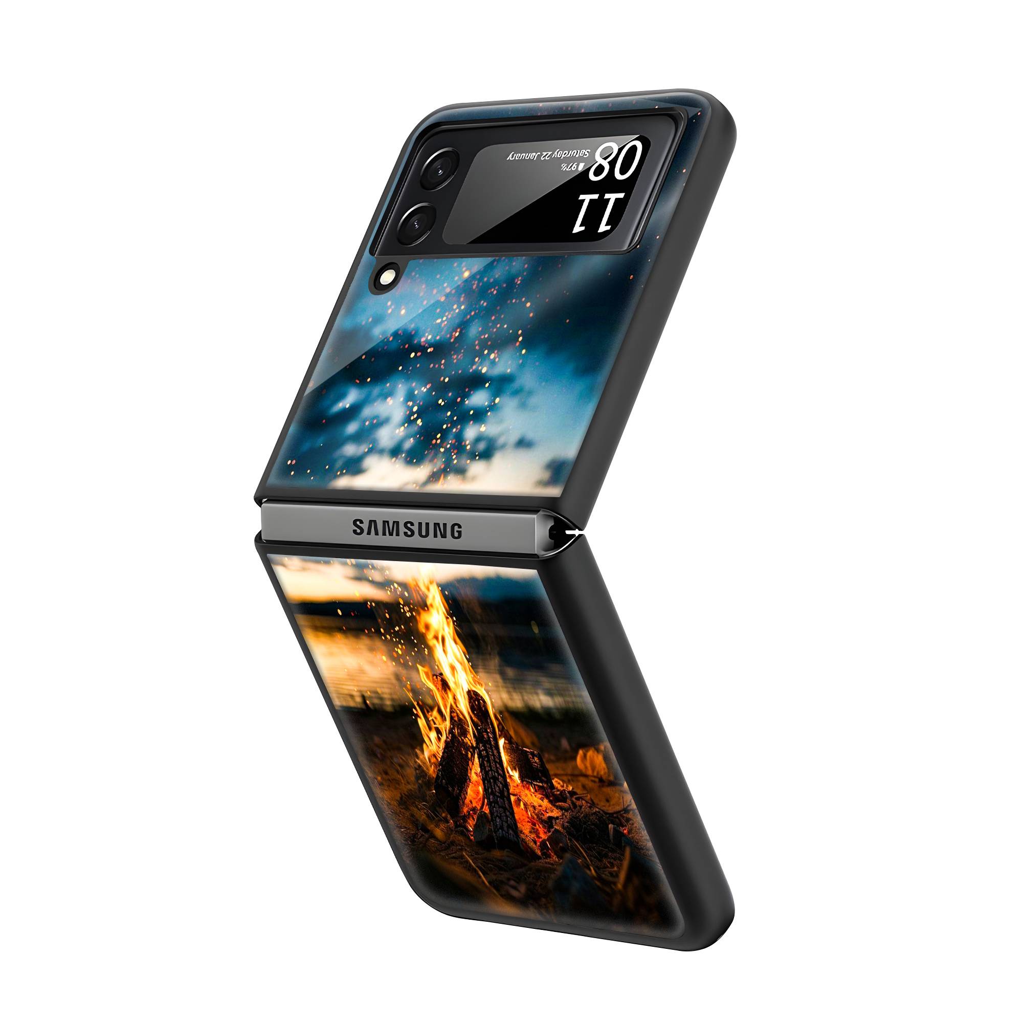 Campfire Samsung Z Flip Glass Case image 1