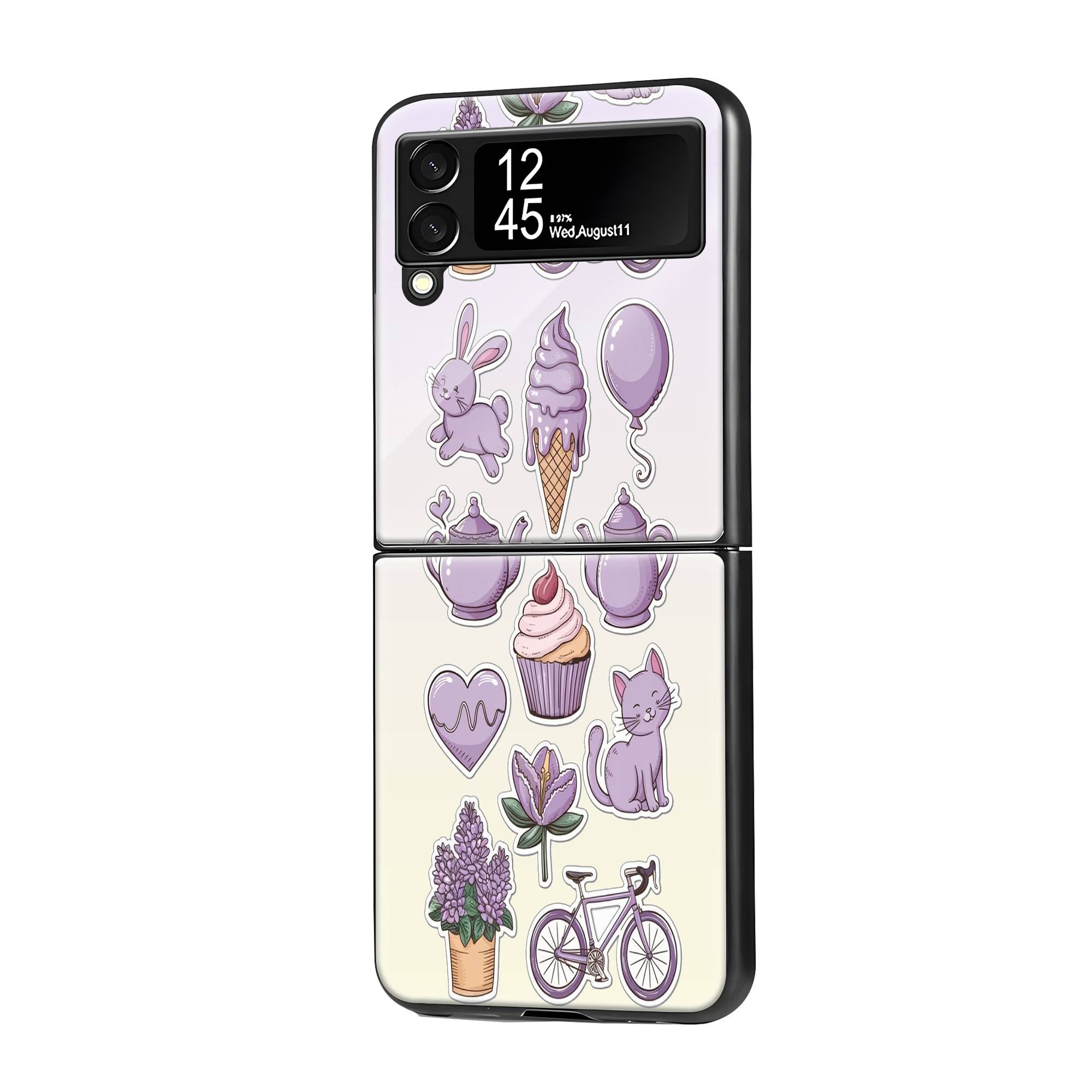 Cupcakes And Cat Samsung Z Flip Glass Case image 0