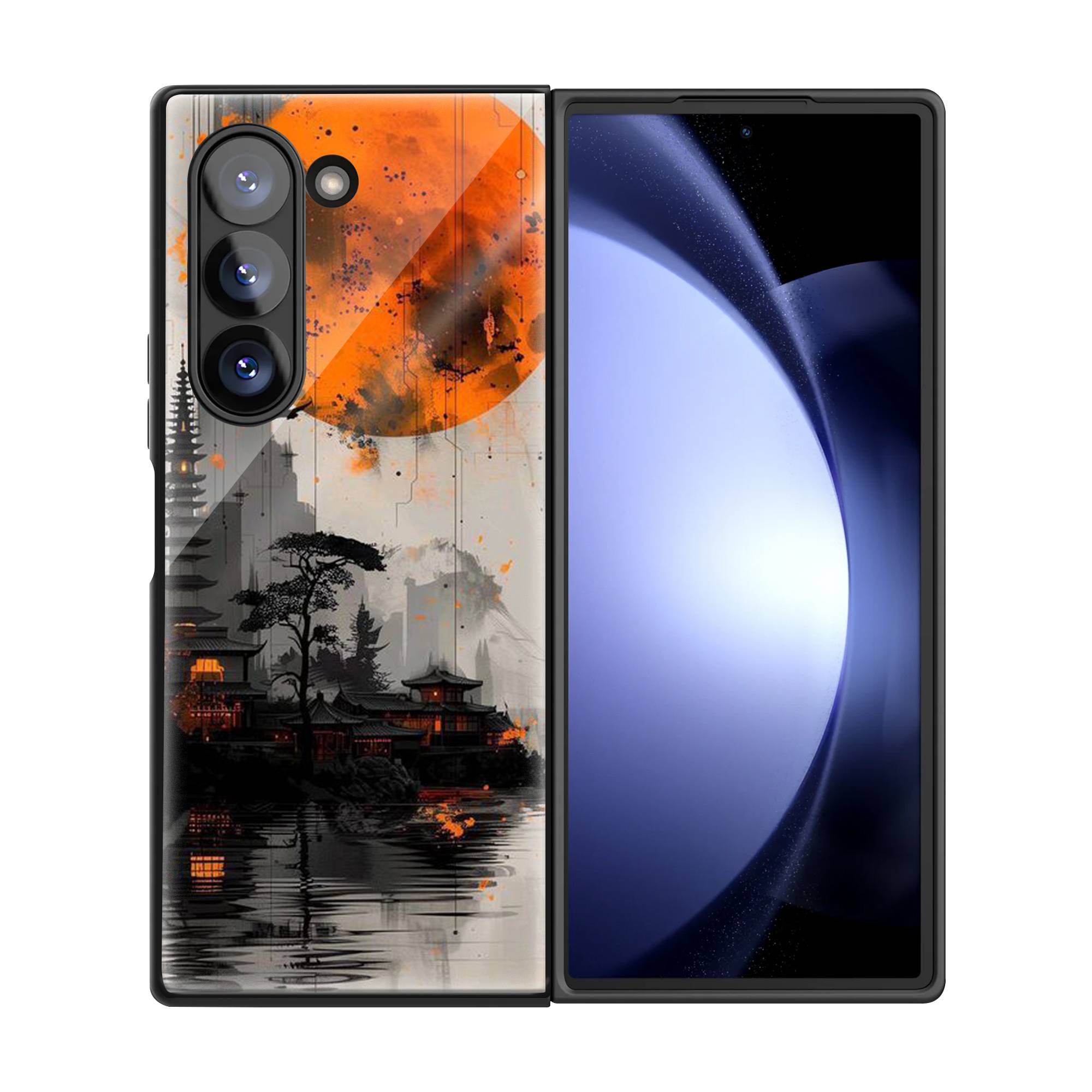Orange Moon Samsung Z Fold Glass Case image 2
