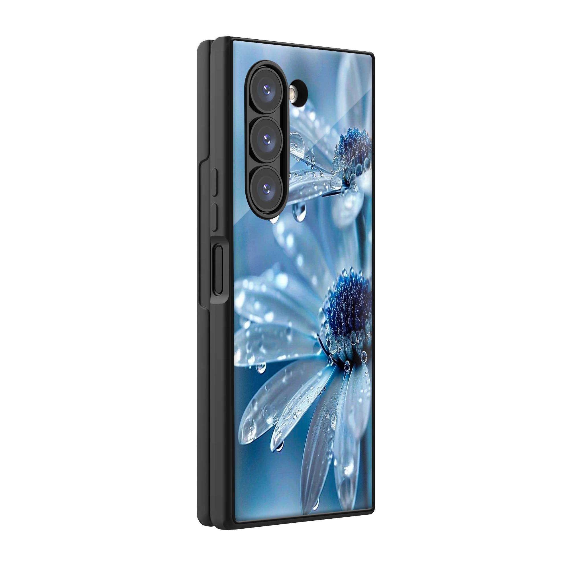 Blue Flowers Samsung Z Fold Glass Case image 0