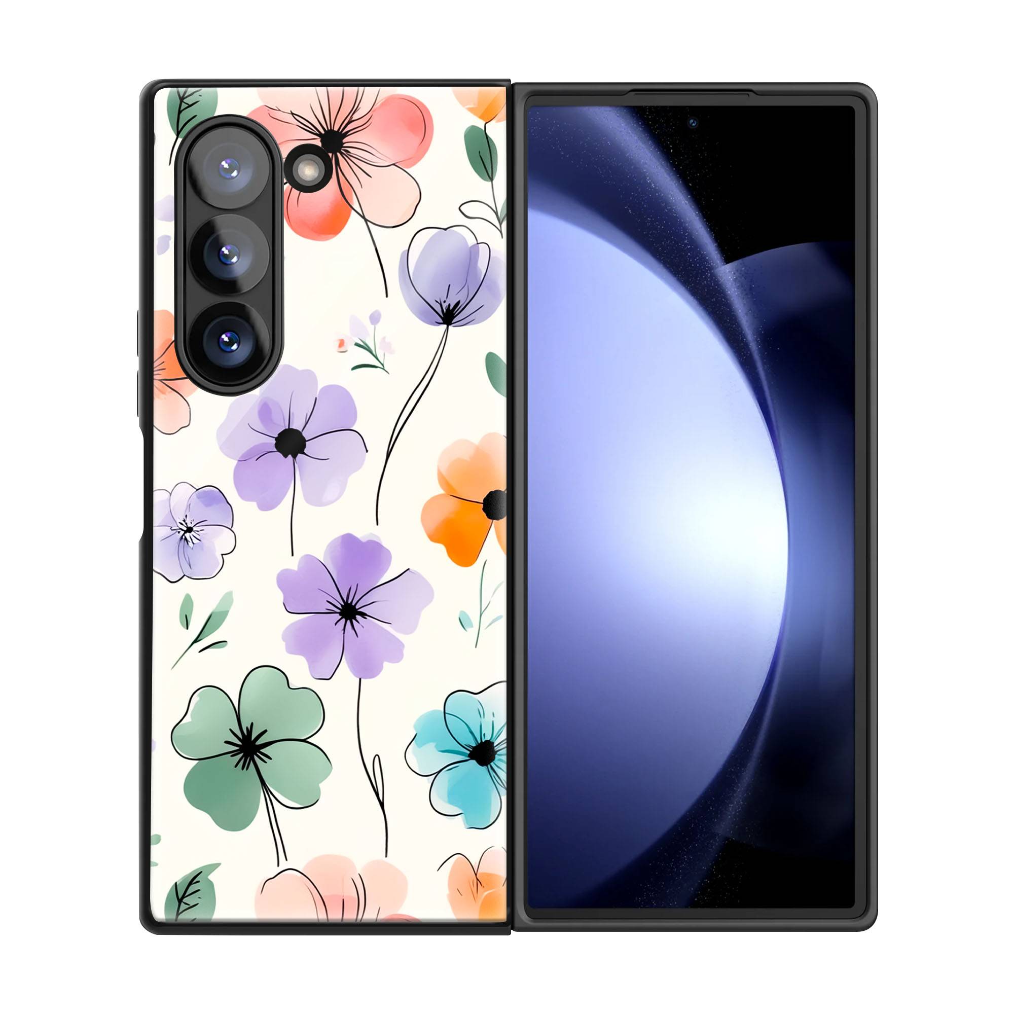 Watercolor Florals Samsung Z Fold Glass Case image 2