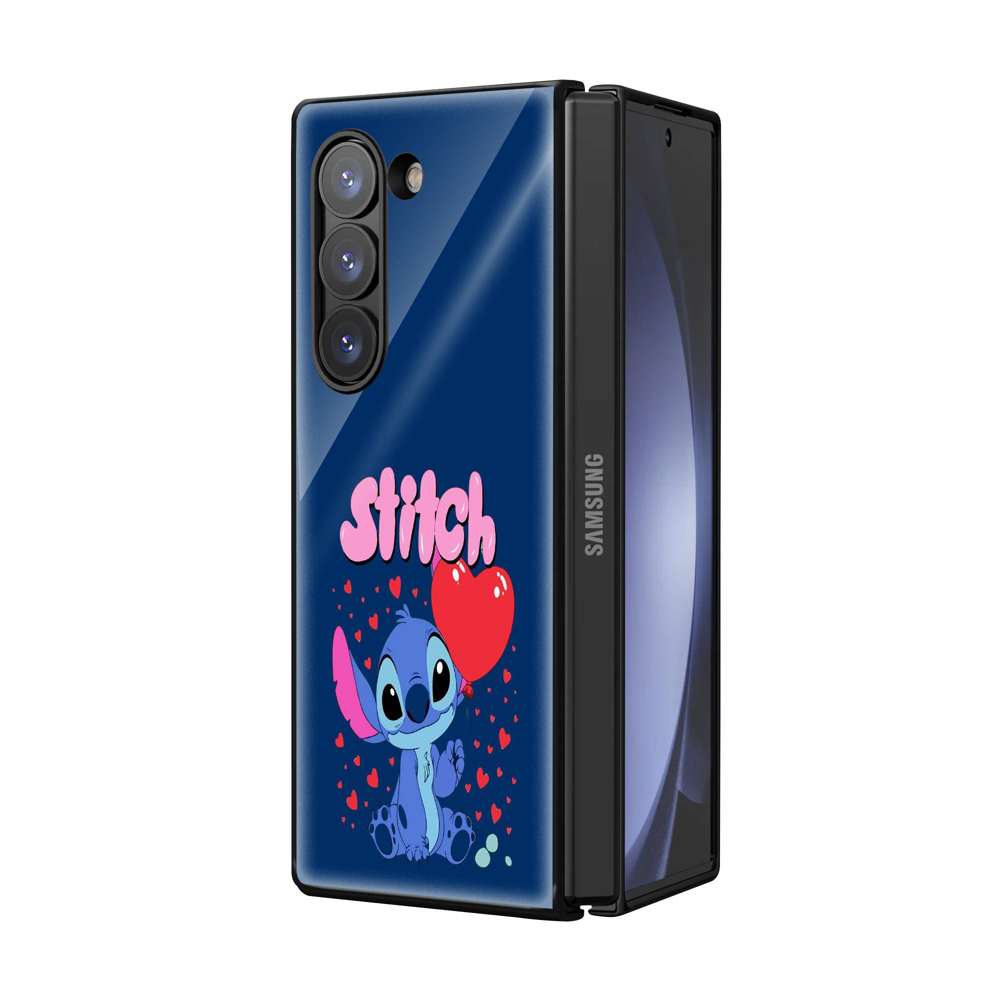 Stitch Valentine Samsung Z Fold Glass Case image 1