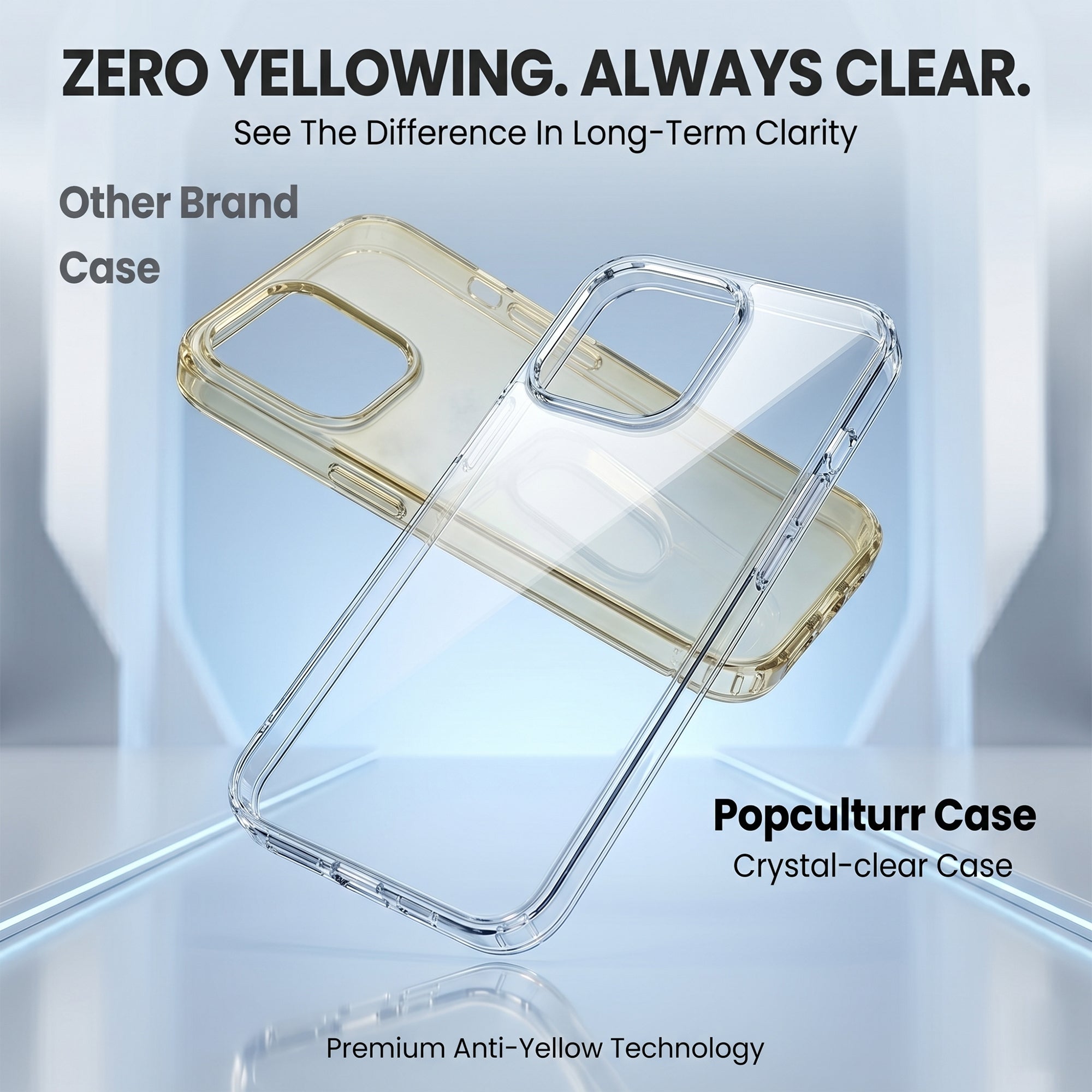 Anti Yellow Crystal Clear iPhone Case. No Yellow. Ever.
