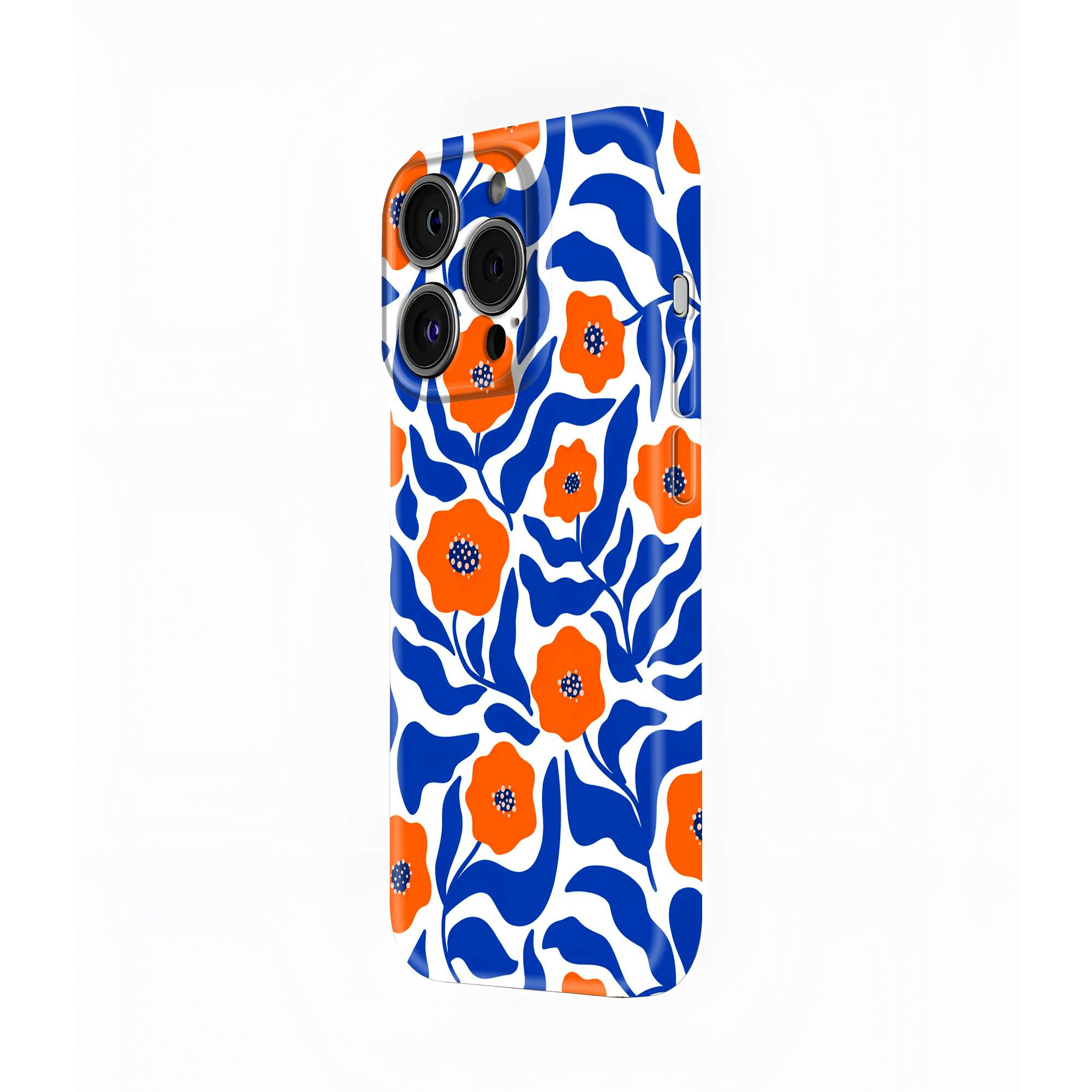 Blue Floral Pattern Glossy Hard Case