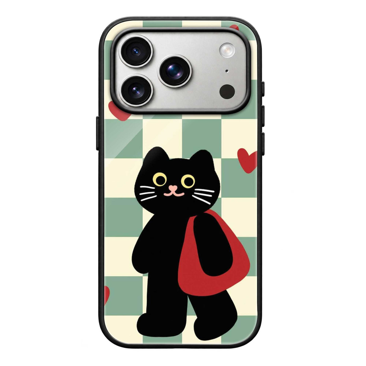 Checkerboard Cat Glass Case