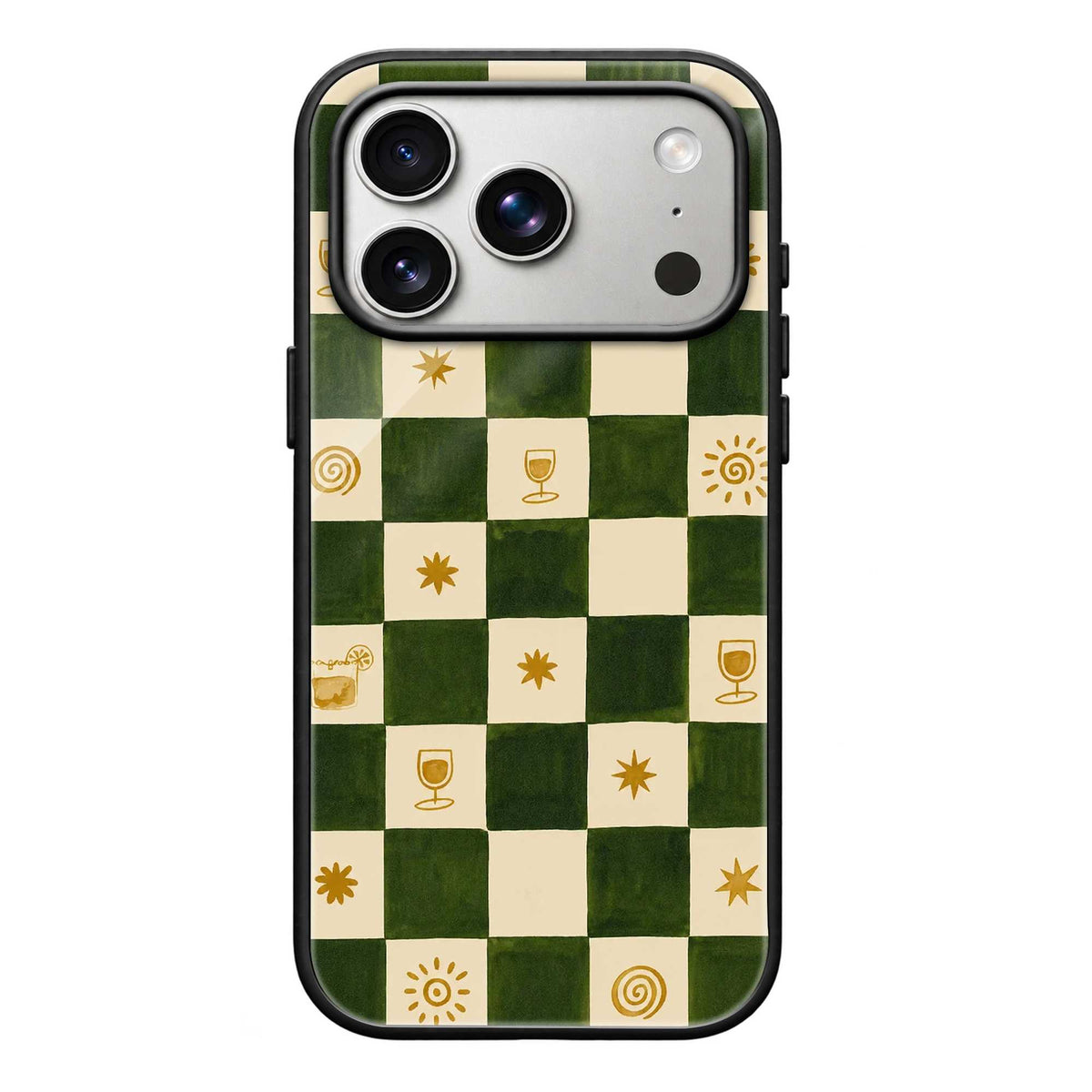 Checkered Pattern Glass Case
