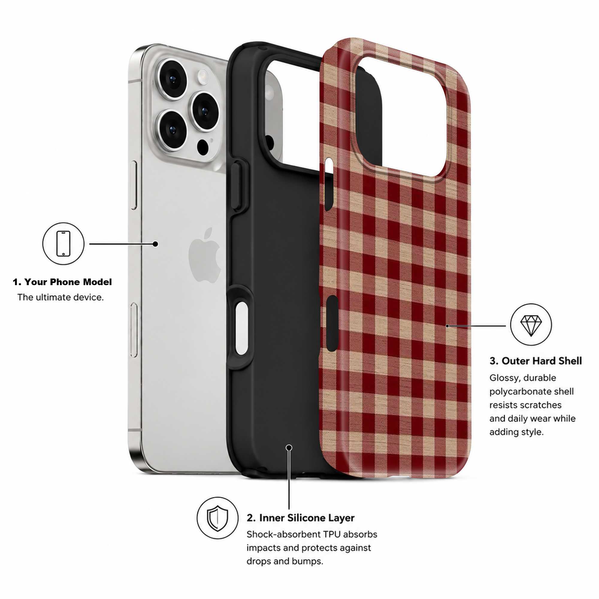 Crimson Checks Dual Guard Case